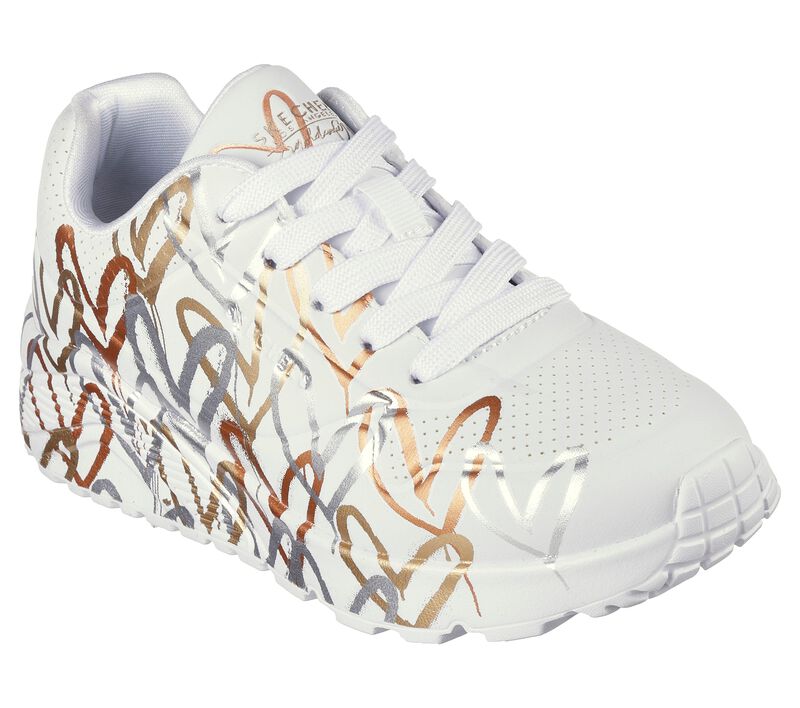 Skechers x JGoldcrown: Uno Lite - Metallic Love, WEISS / GOLD, largeimage number 0