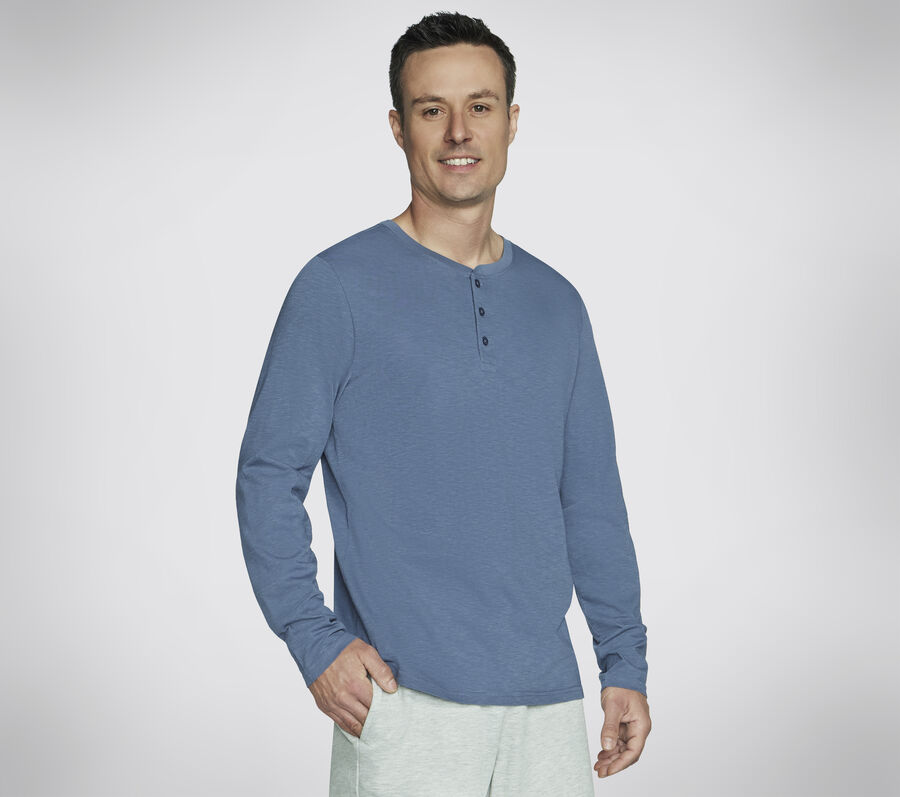 SKECH-BREEZE Slub L/S Henley, BLAU / GRAU, largeimage number 0