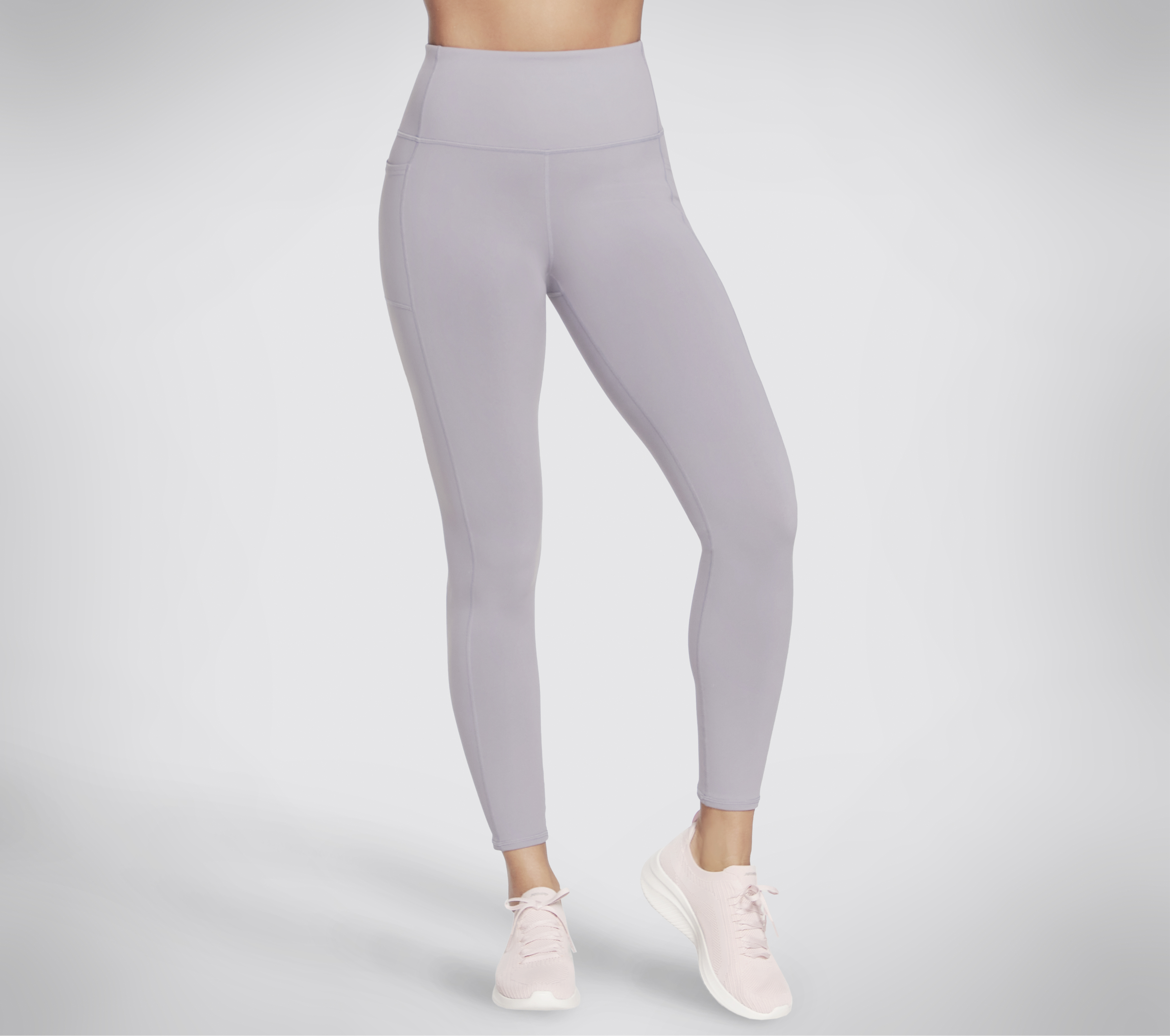 Skechers GO WALK High-Waisted Legging Hosen in Silber, Größe Groß