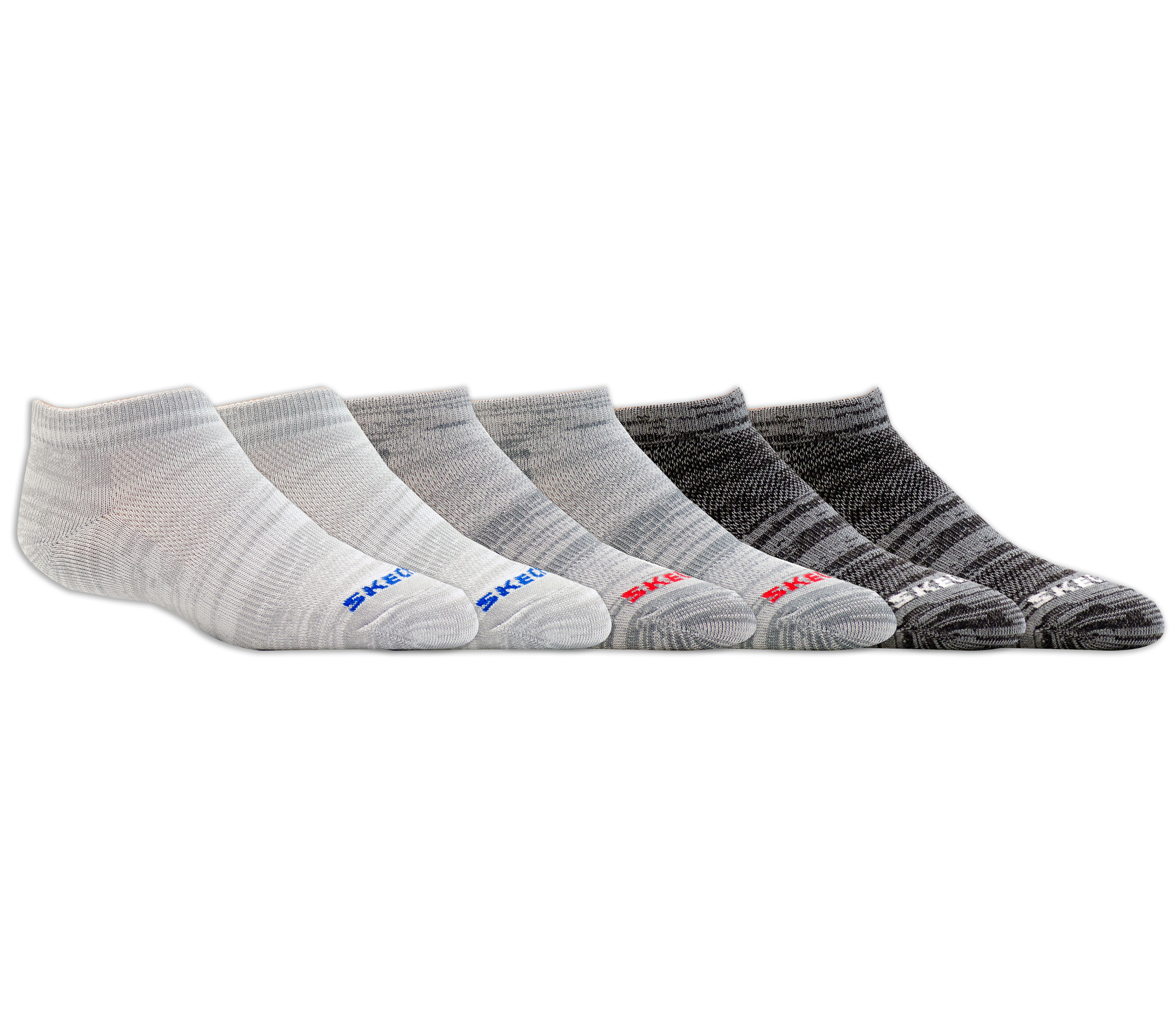 Skechers 6 Pack Low Cut Non Terry Socken in Grau, Größe Klein