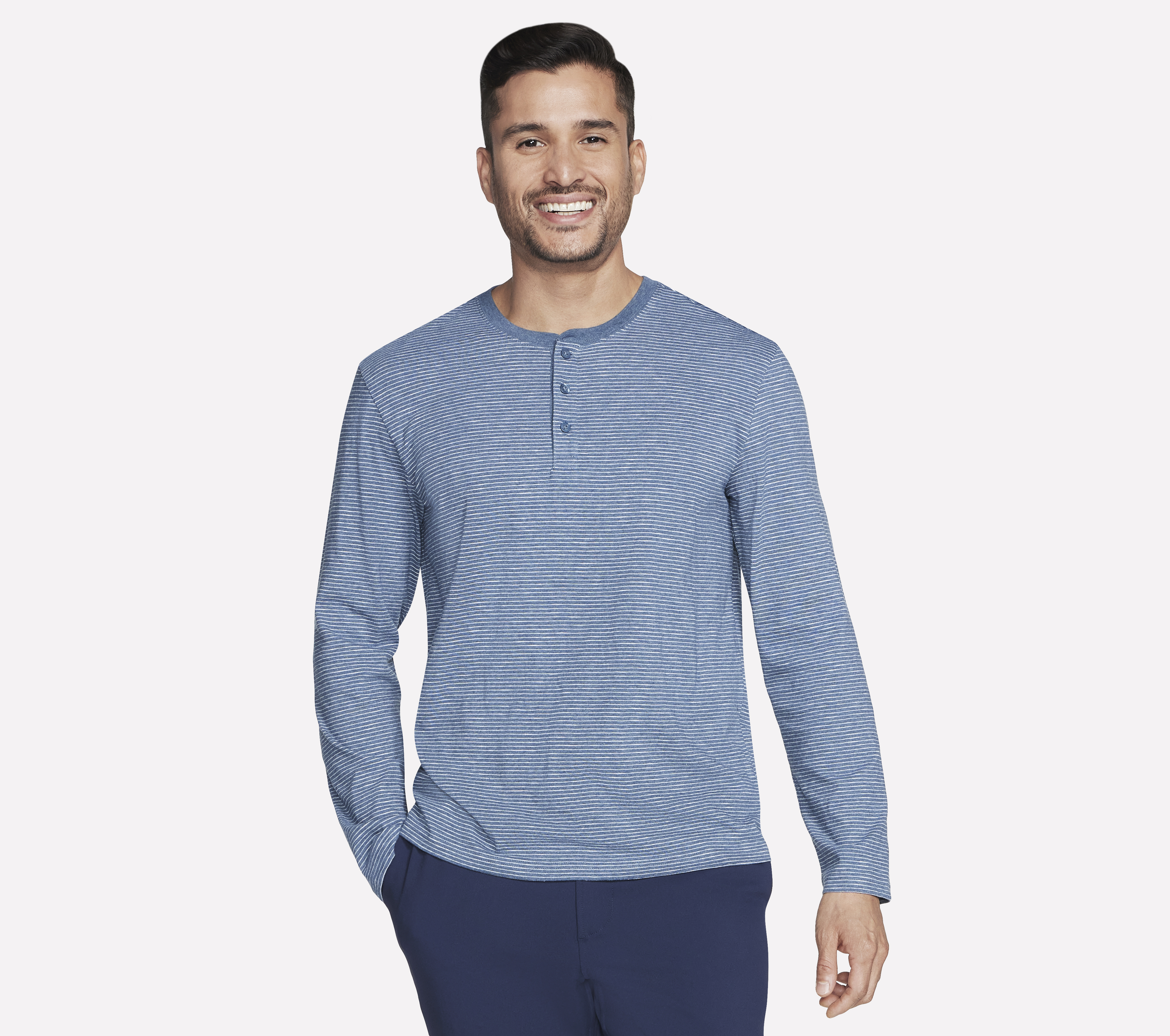 Skechers Skech Jersey Henley Top in Blau, Größe Groß