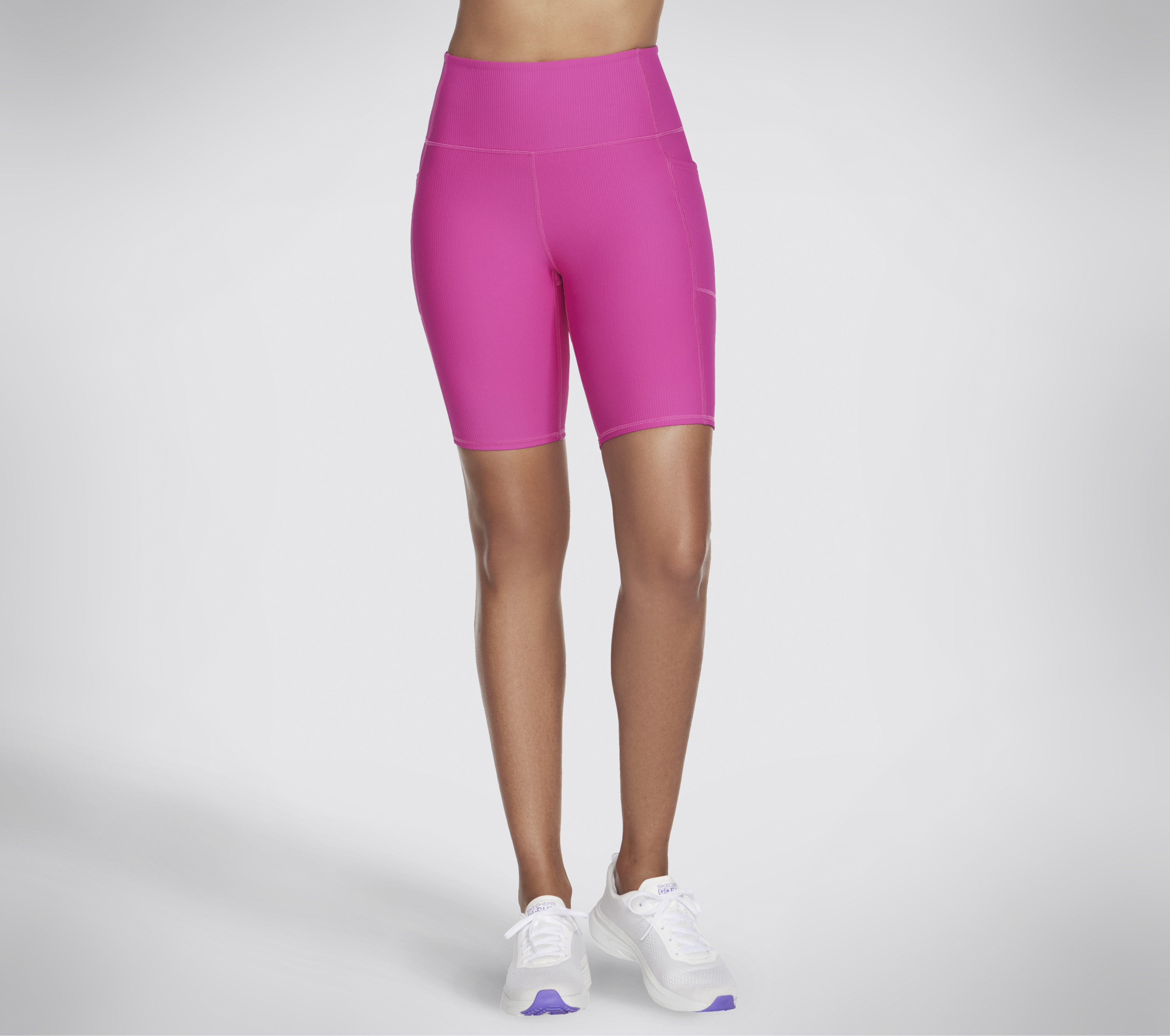 Skechers GO FLEX Rib High-Waisted 8 Inch Bike Shorts in Rosa, Größe Groß