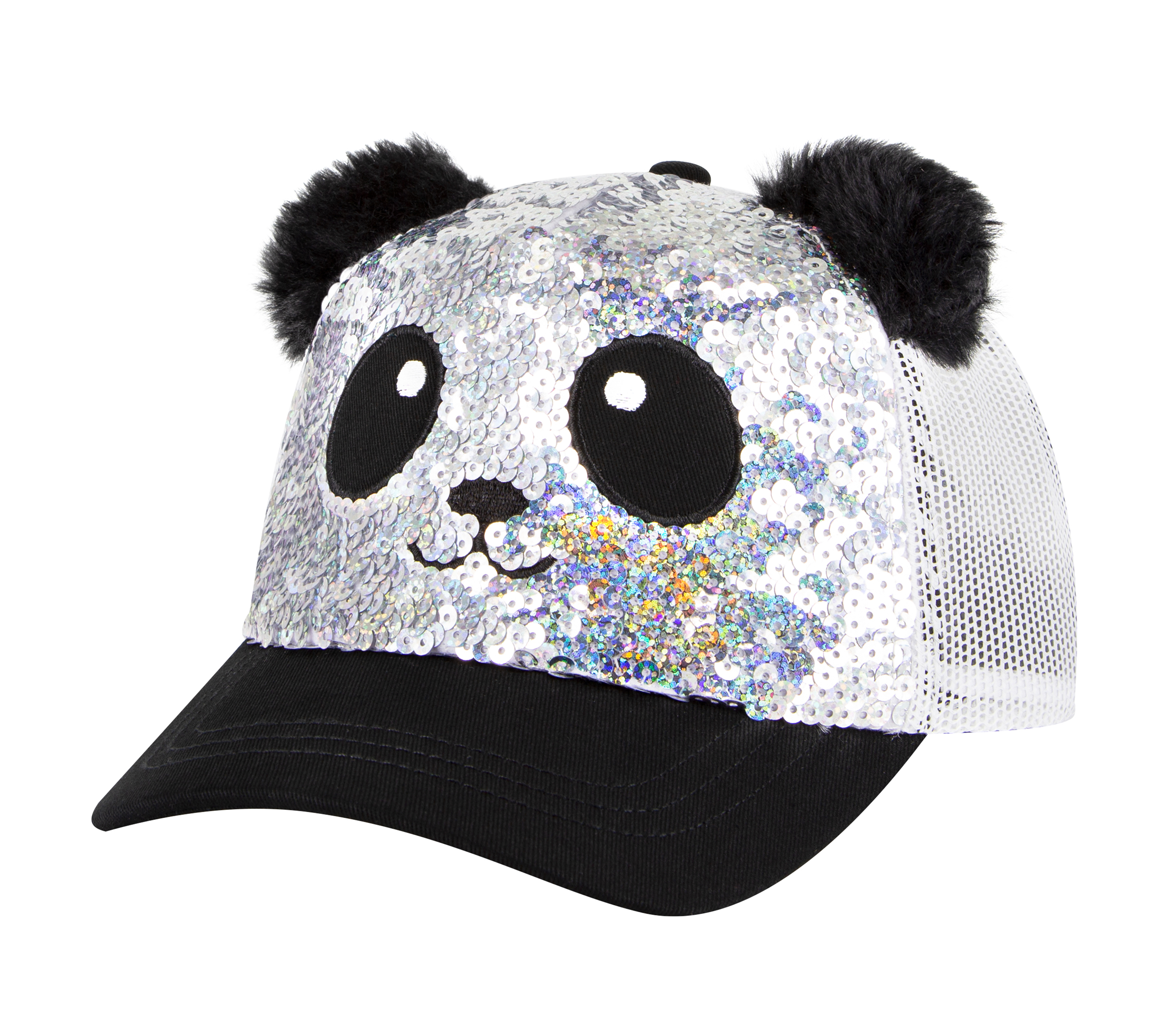 Skechers Sequin Panda Hat in Silber/Schwarz