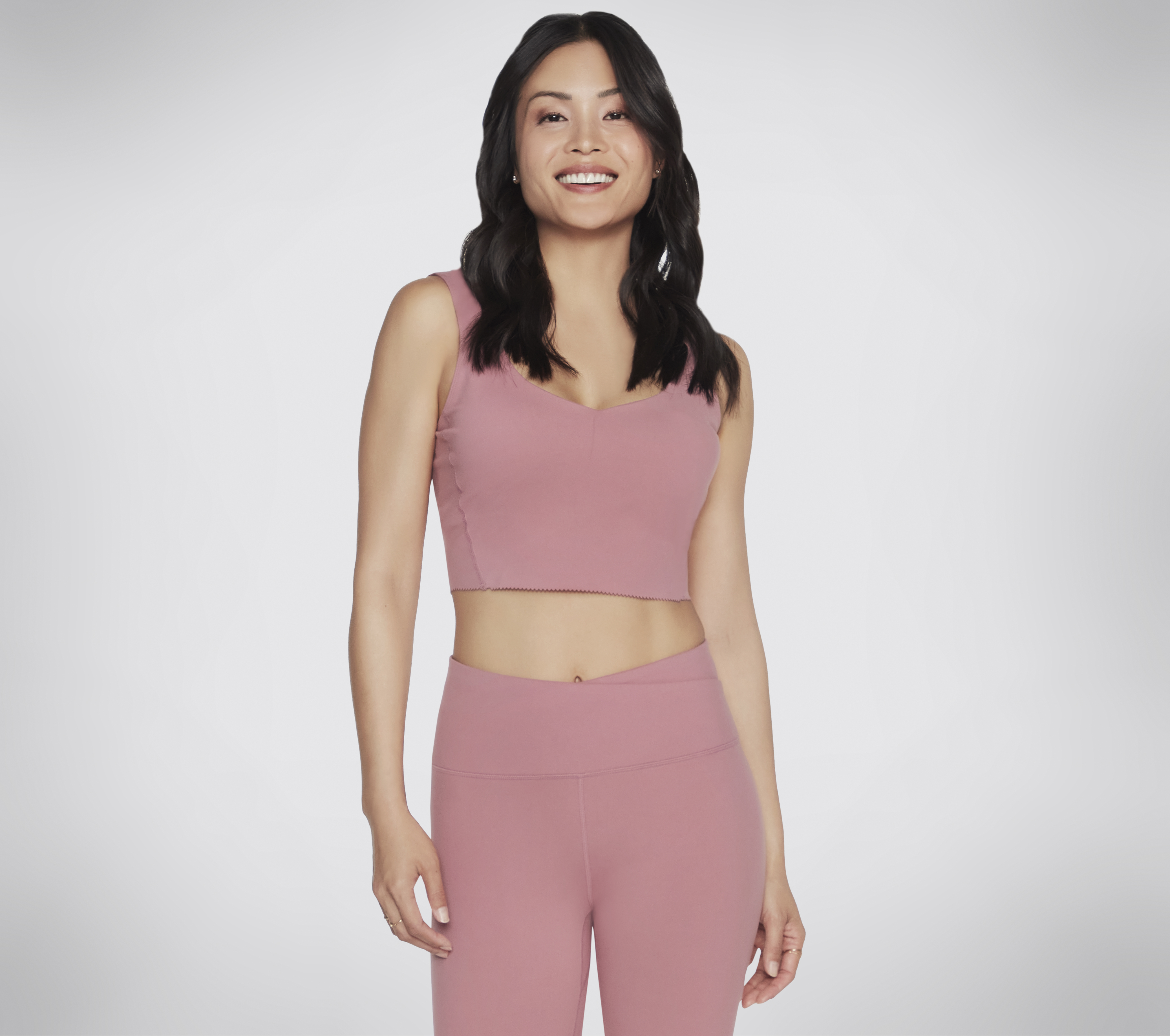 Skechers GOSCULPT Scalloped Longline BH-Top in Mauve, Größe XL