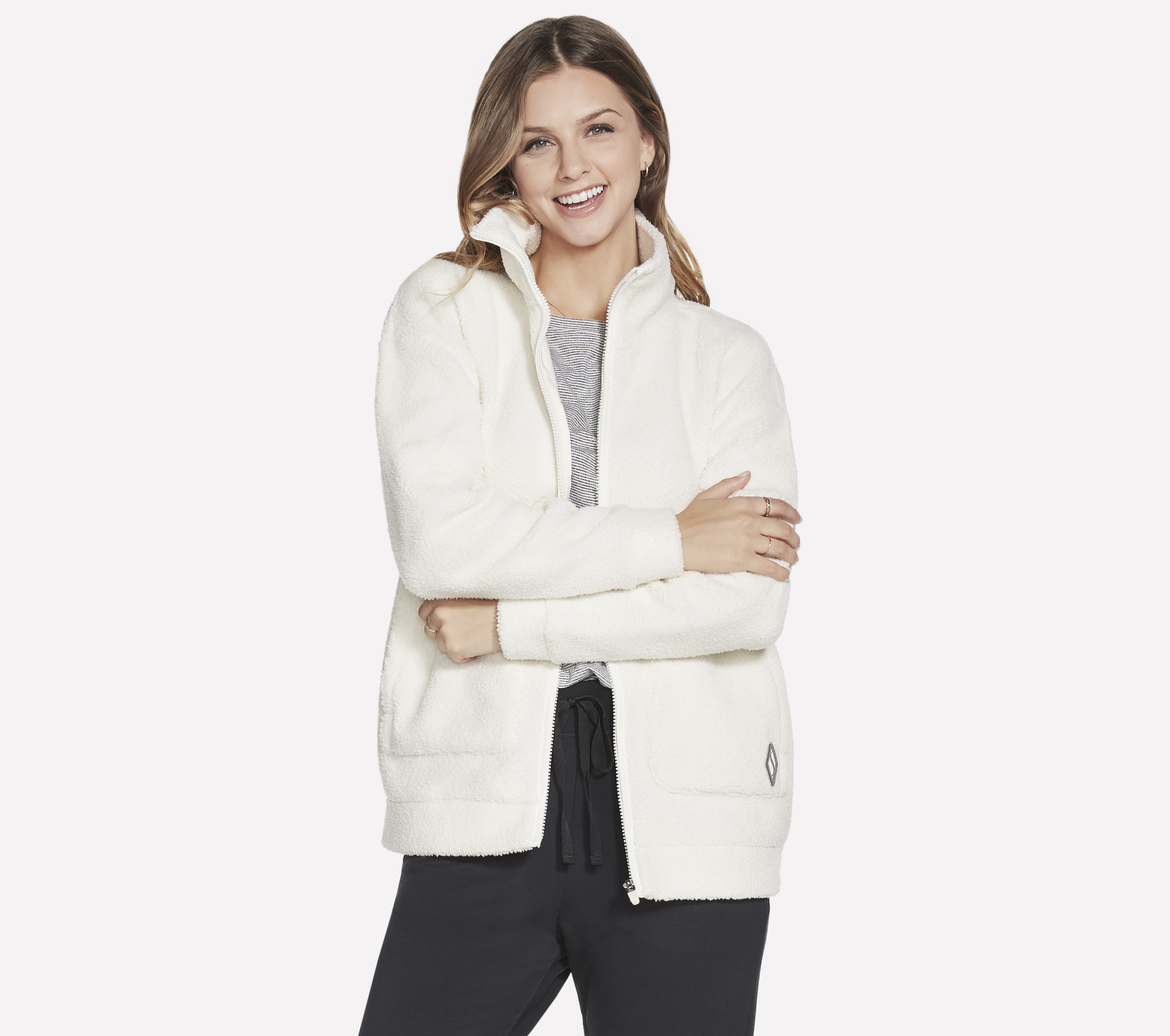 Skechers Downtime Jacke in Off Weiss, Größe Klein