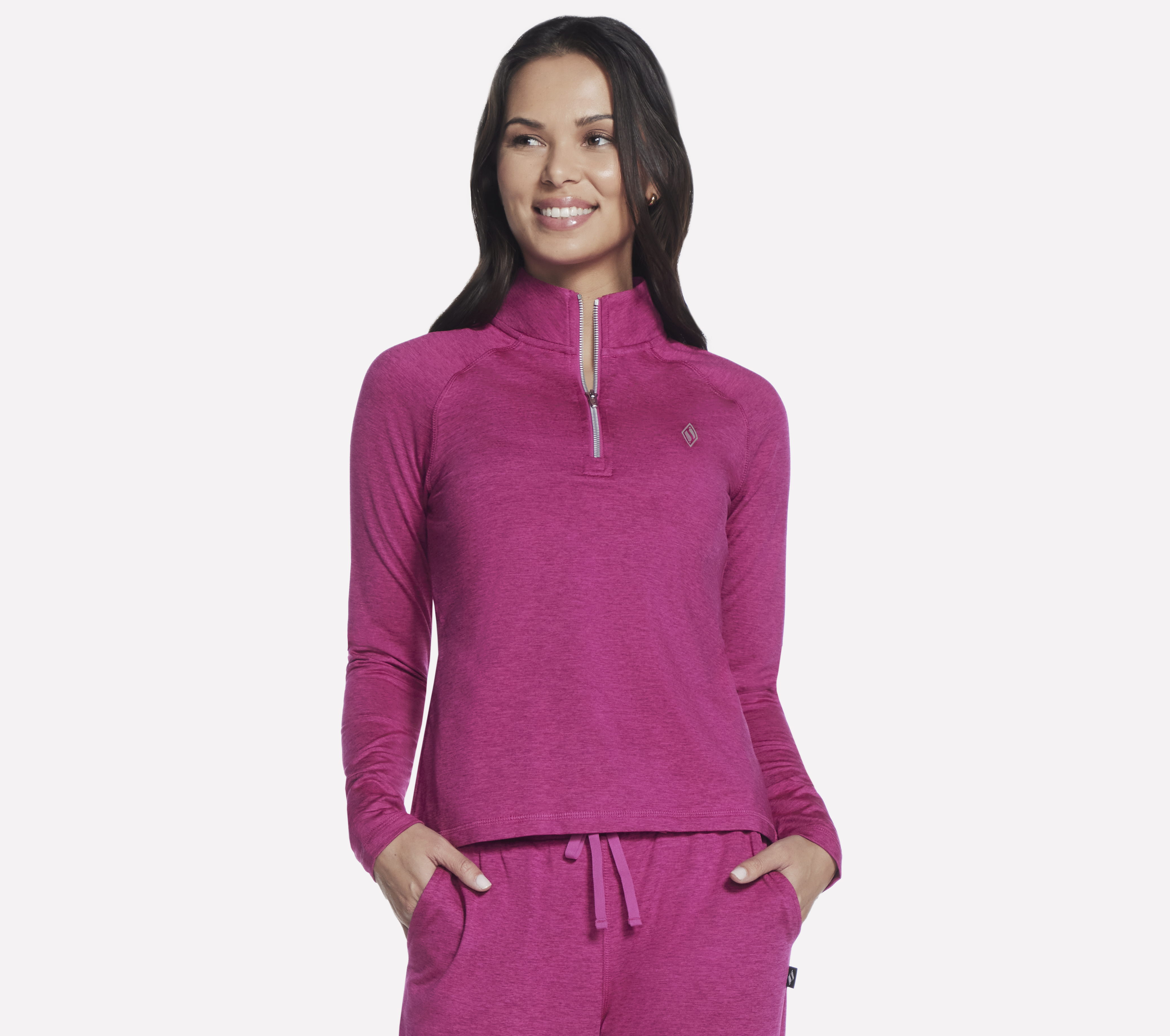 Skechers SKECH-KNITS ULTRA GO 1/4 Zip Top in Rosa, Größe 3XL