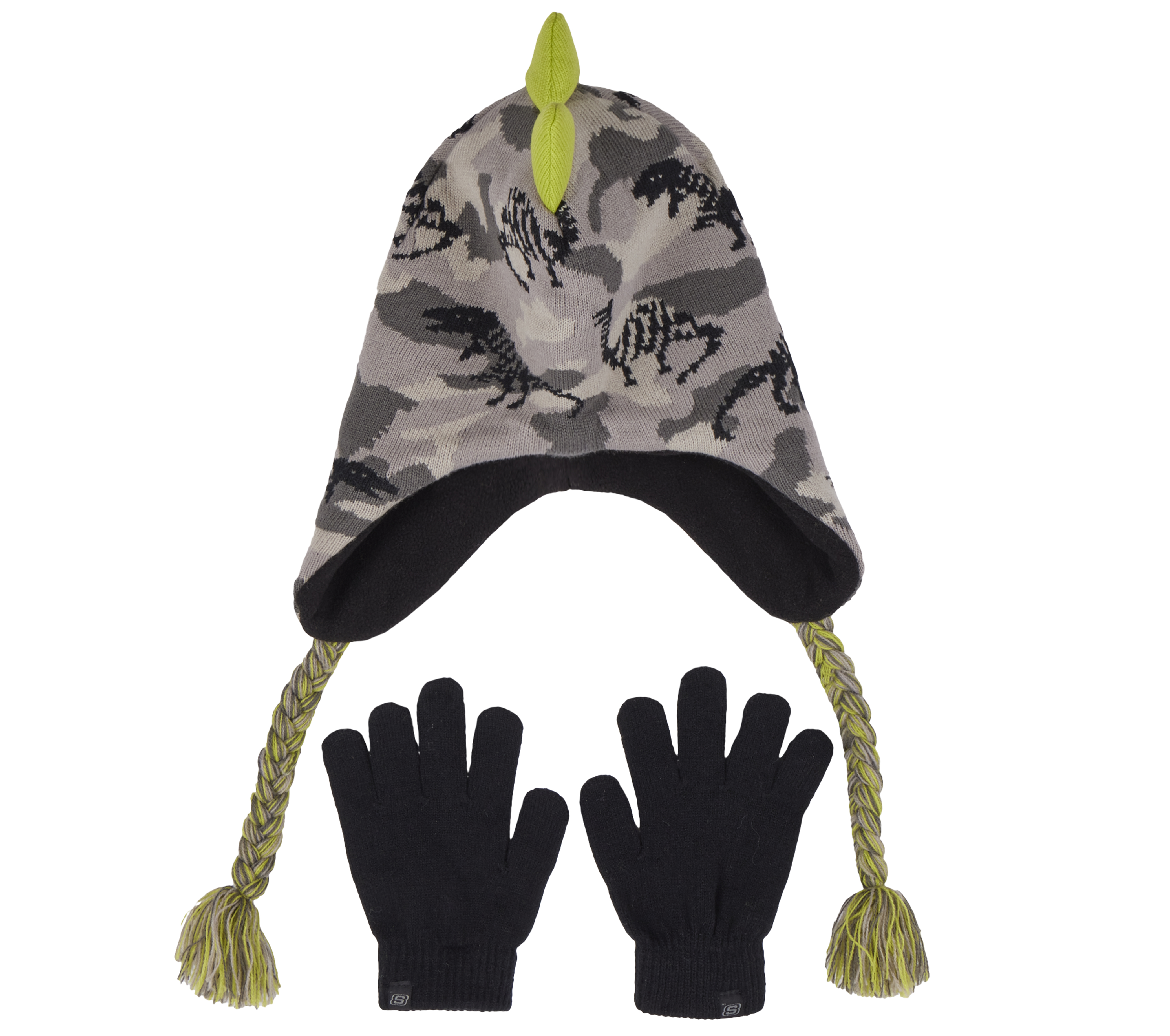 Skechers Dino Camo Jacquard Hat and Glove Set in Grün