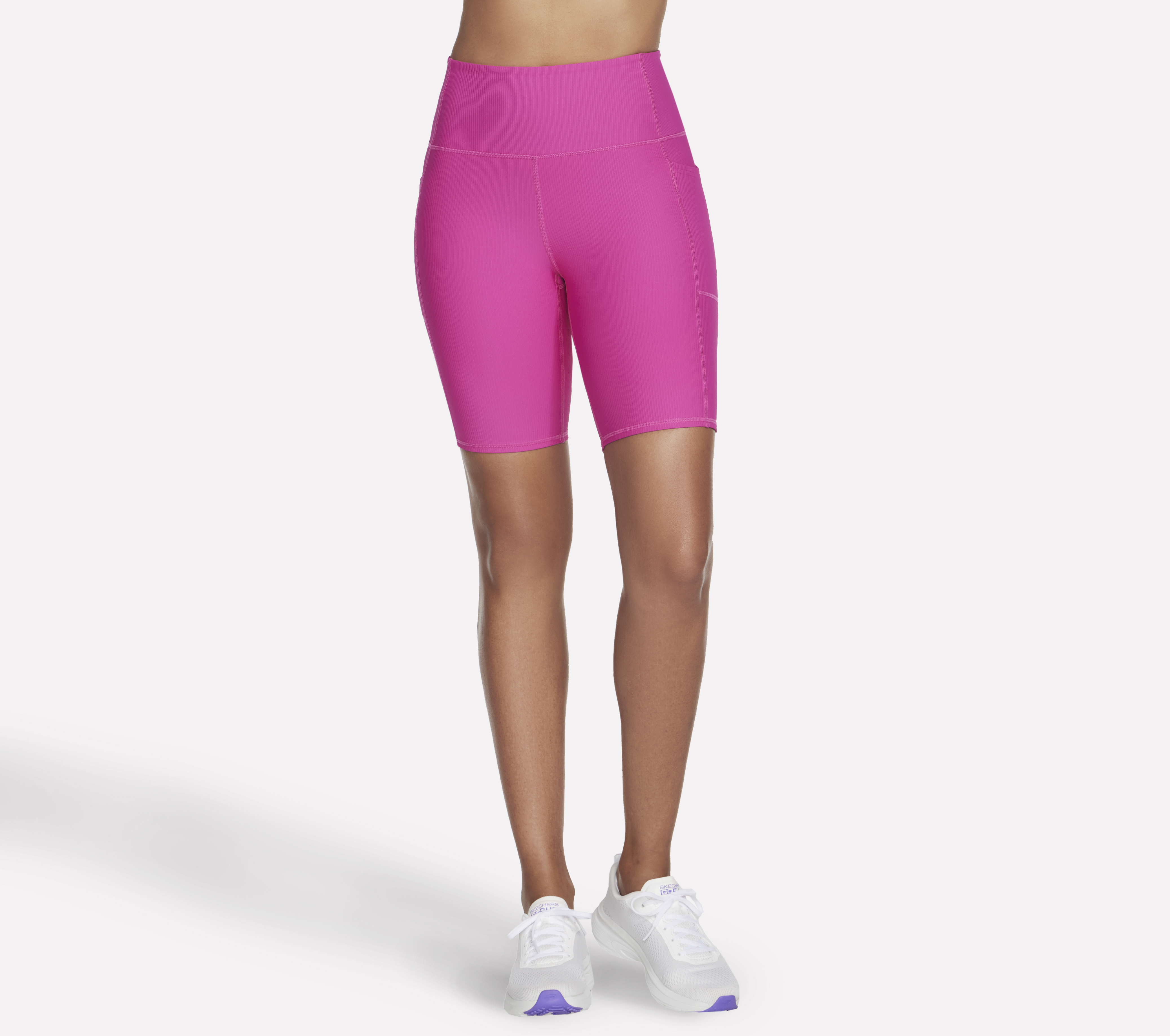 Skechers GO FLEX Rib High-Waisted 8 Inch Bike Shorts in Rosa, Größe XS