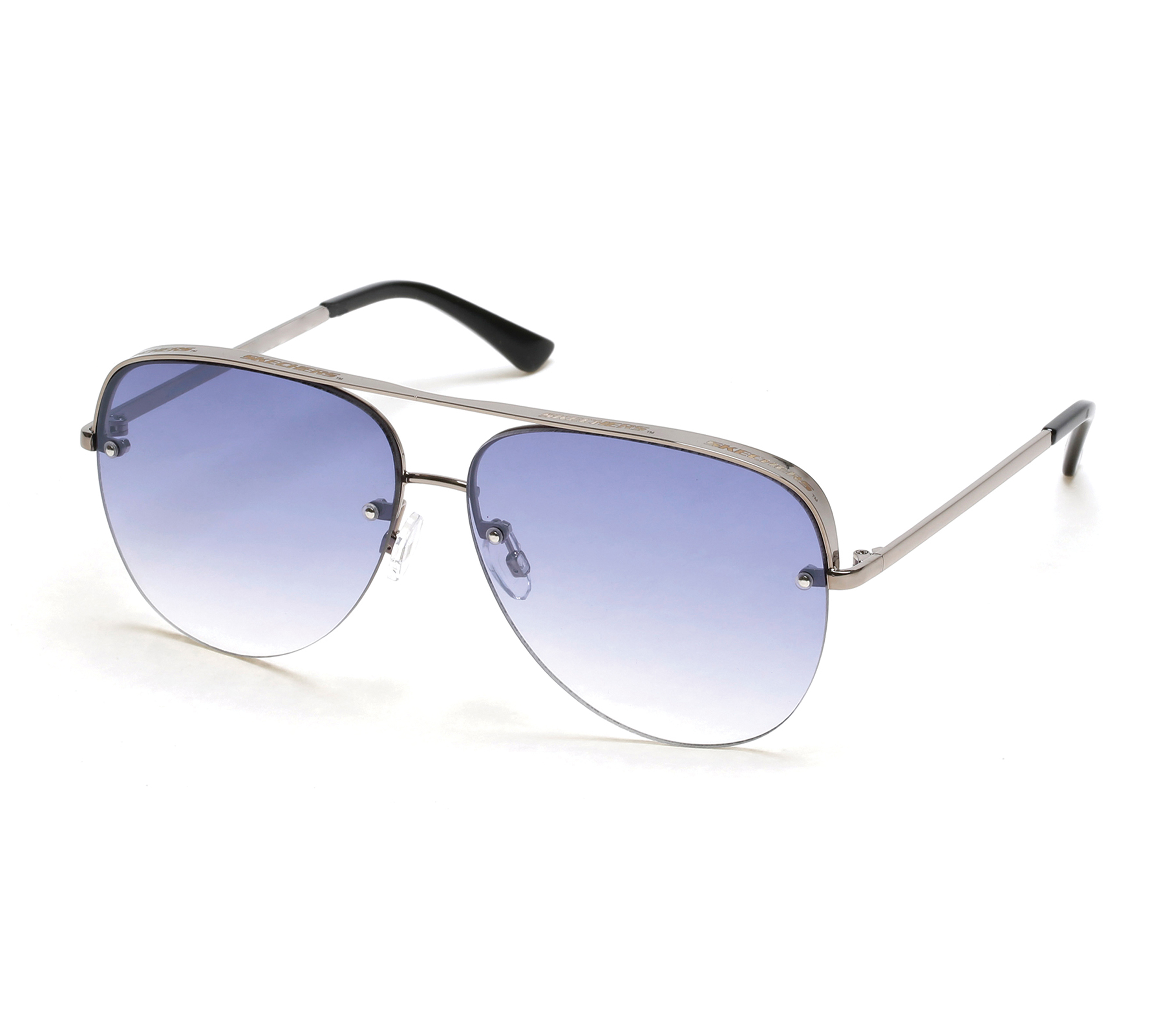 Skechers Semi-Rimless Metal Aviator in Silber/Schwarz