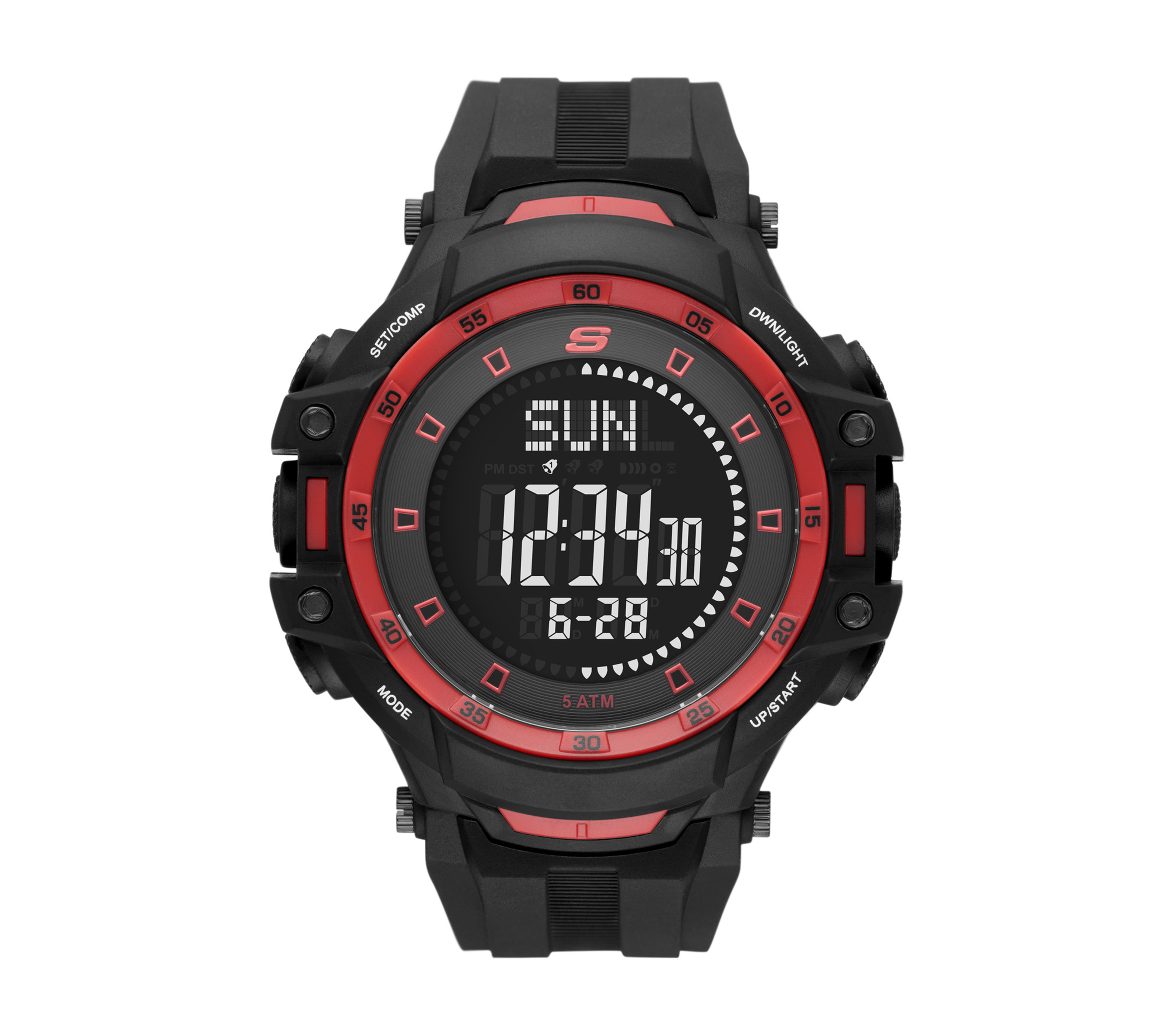 Skechers Grandpoint Black & Red Uhr in Schwarz