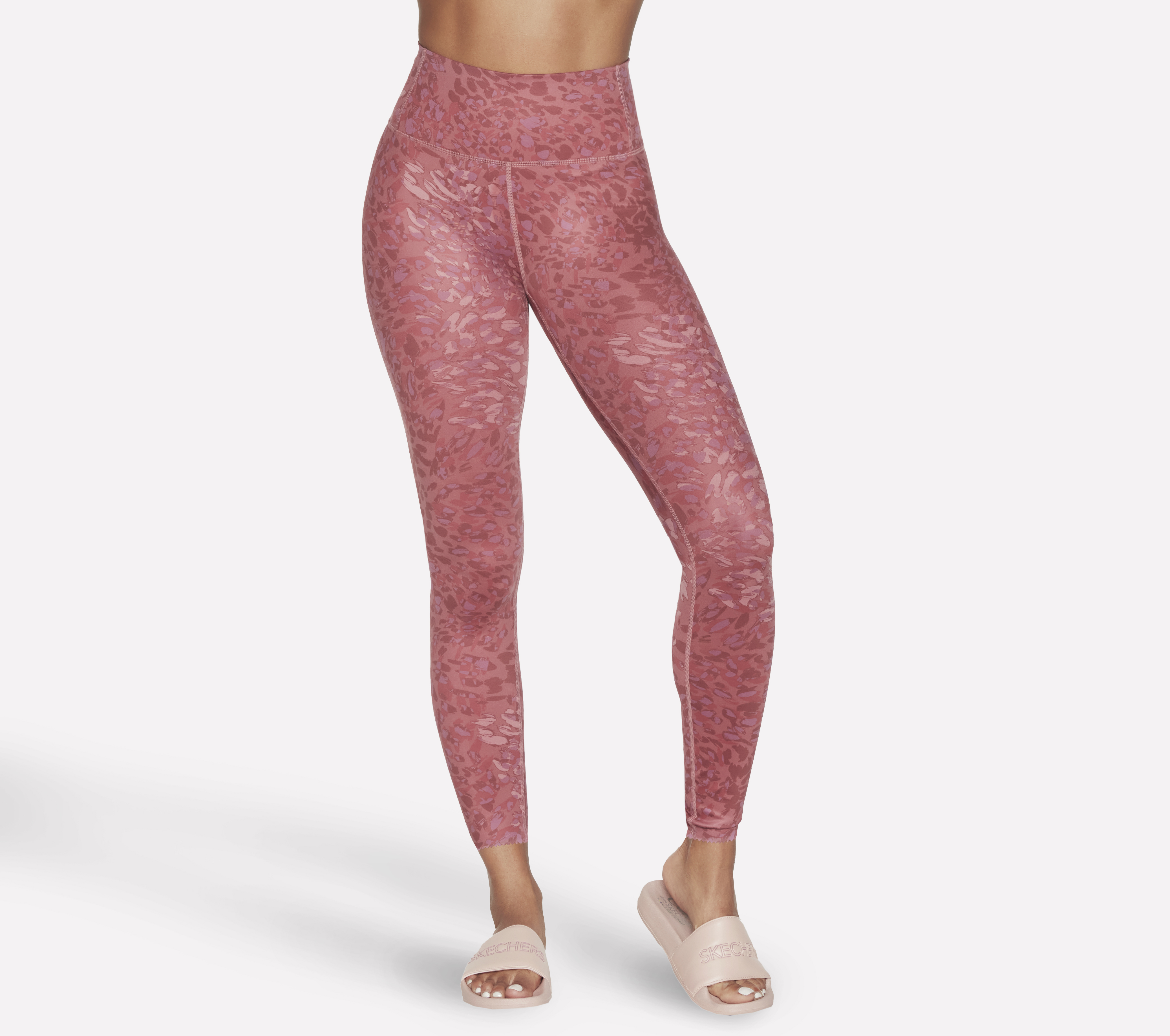 Skechers GO SCULPT High-Waisted Leopard Legging Hosen in Lila, Größe 2XL