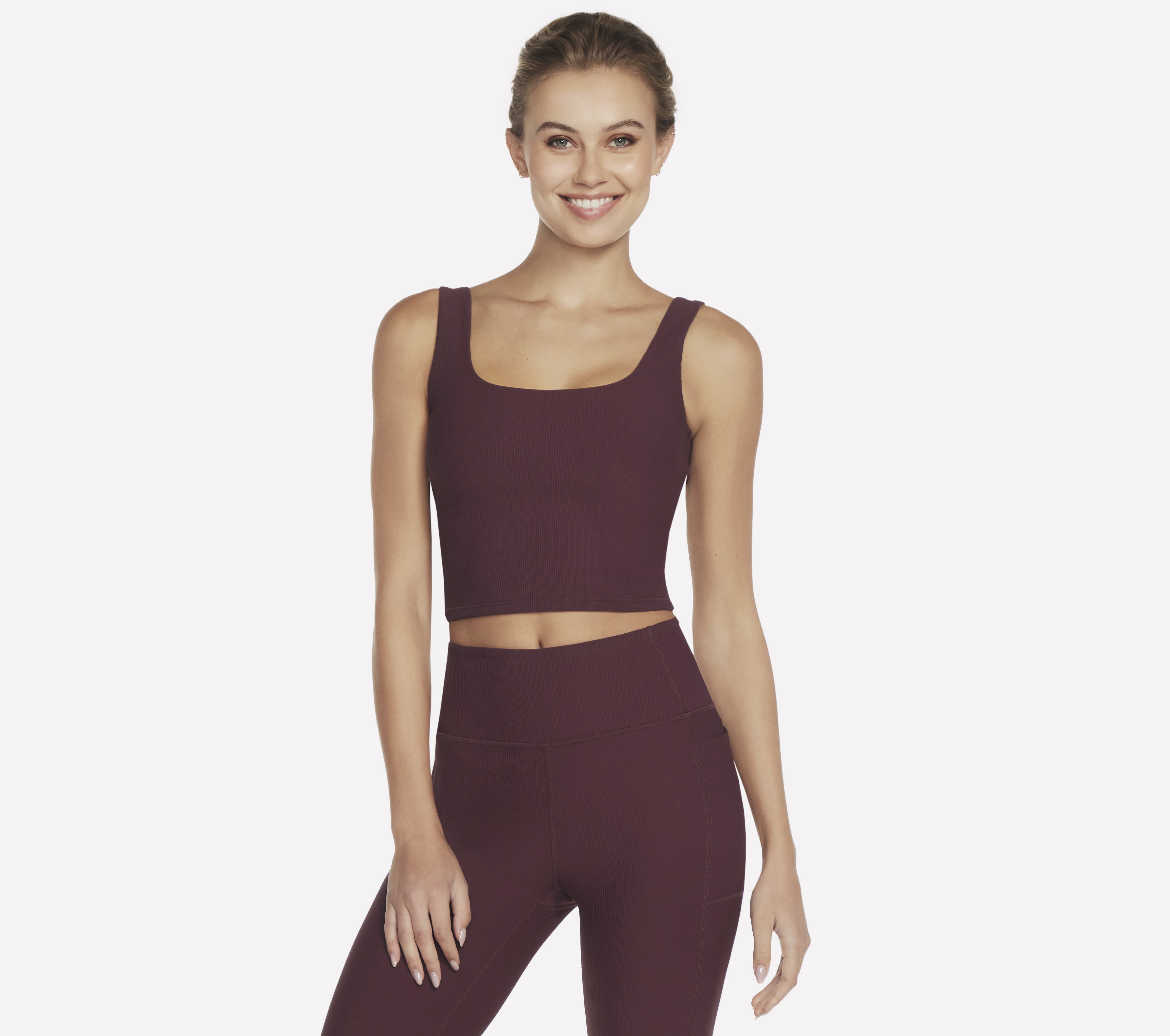 Skechers GO FLEX RIB Longline BH-Top in Rot/Rosa, Größe 2XL