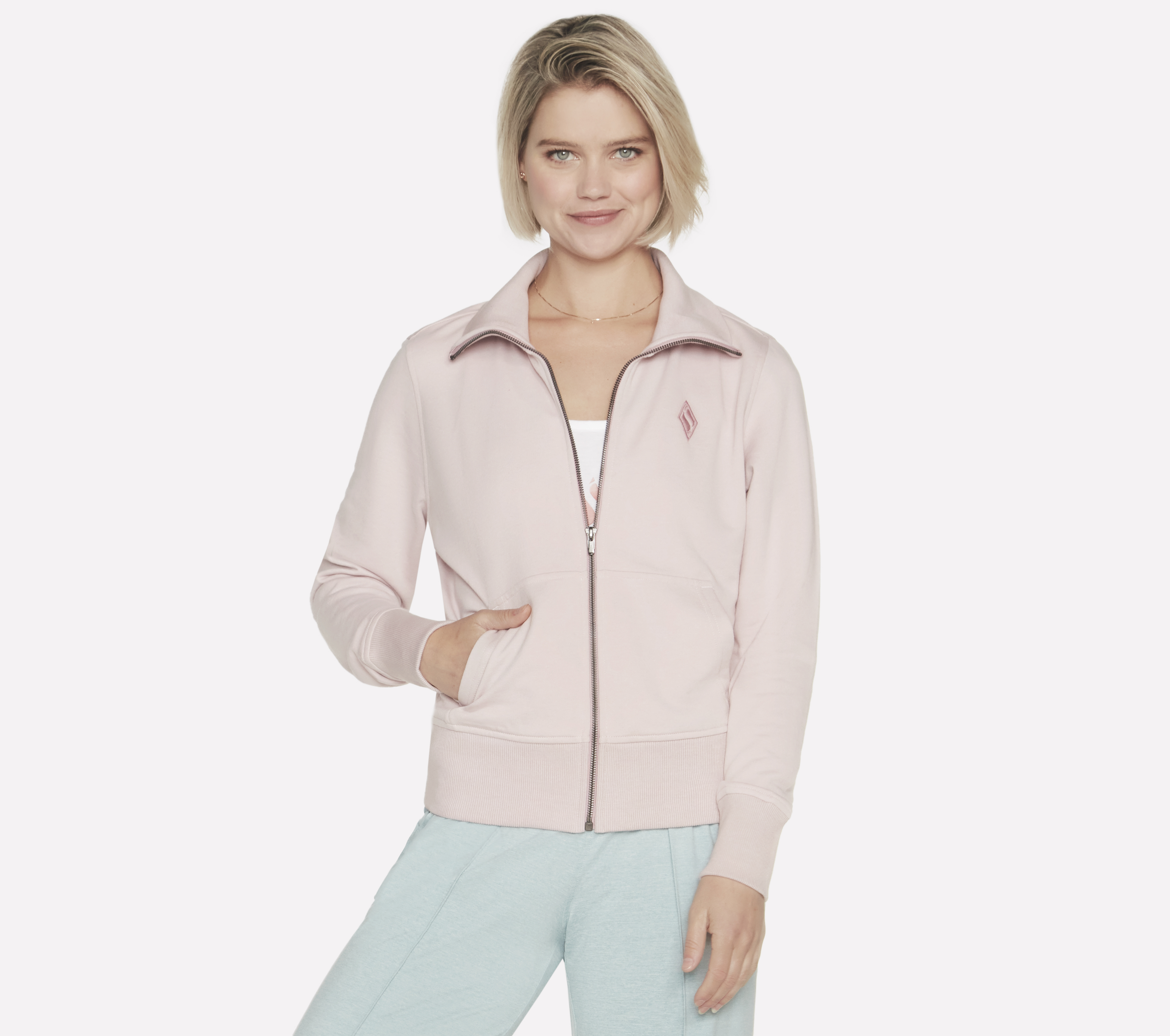 Skechers The Hoodless Kapuzenpullover Diamond Jacke in Light Rosa, Größe Medium