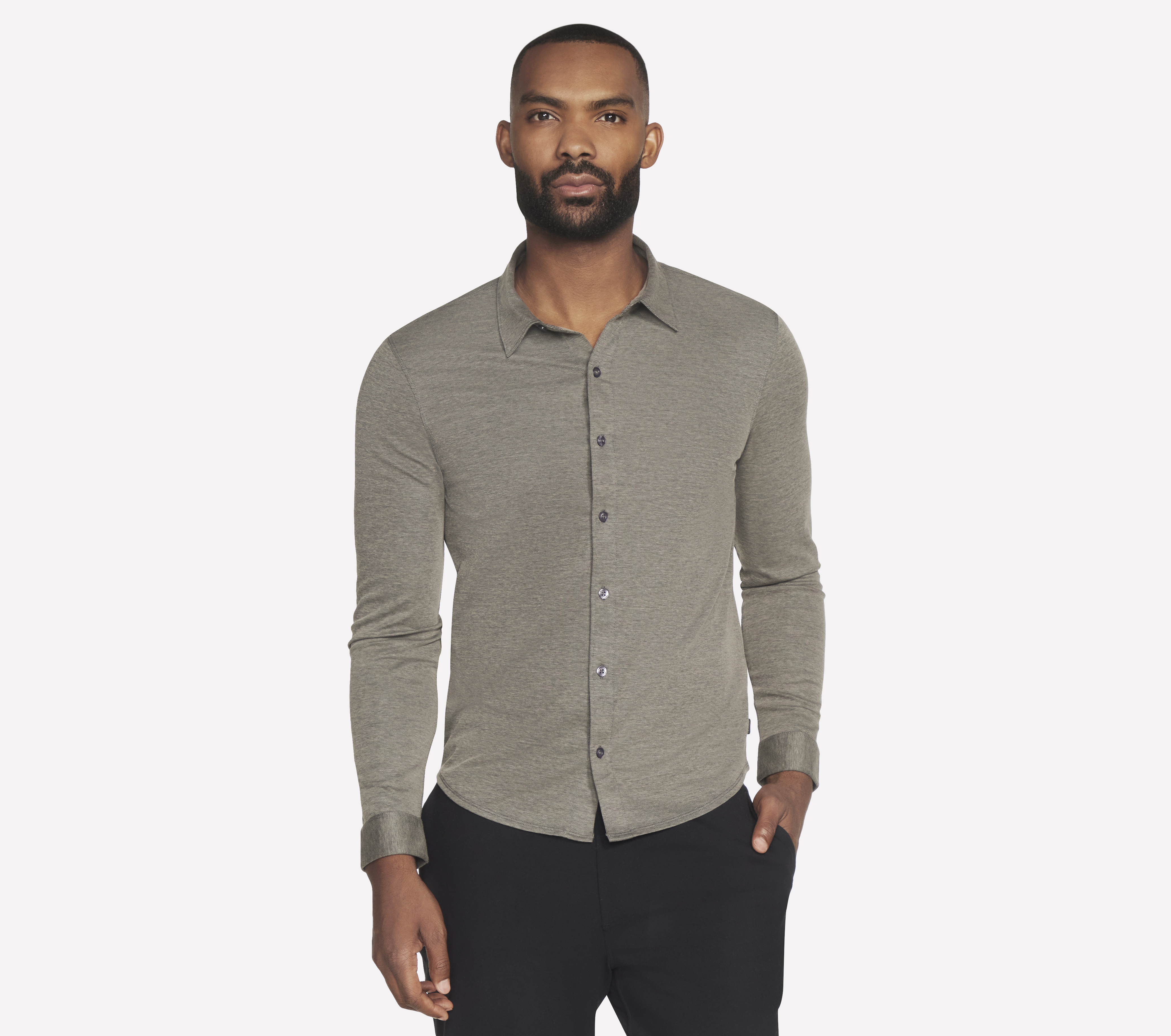 Skechers GO DRI Off Duty Button Down Shirt in Grau, Größe 2XL