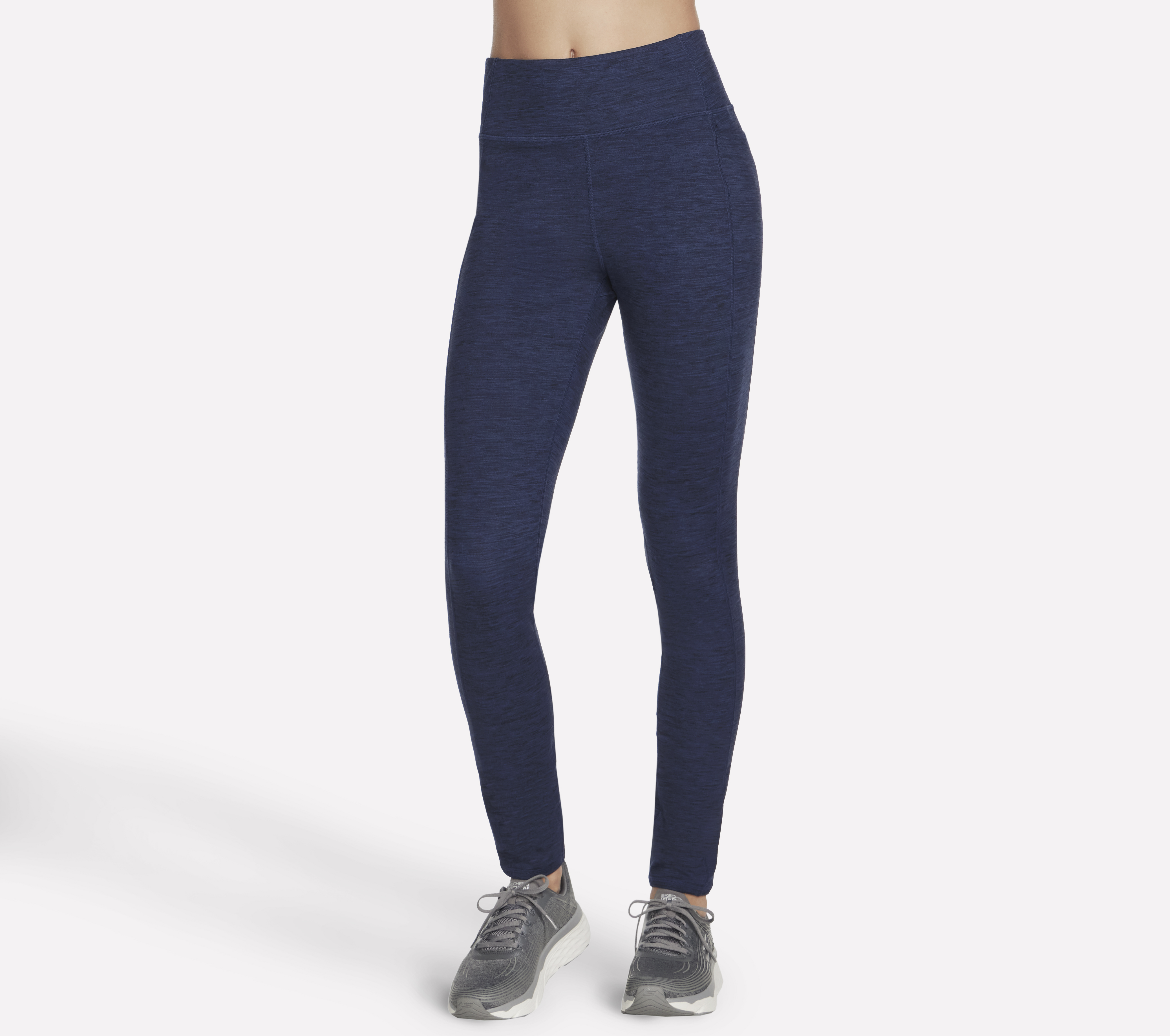 Skechers GOSTRETCH Diamond Brushed FL High-Waisted Legging Hosen in Marine, Größe XS, Vegan