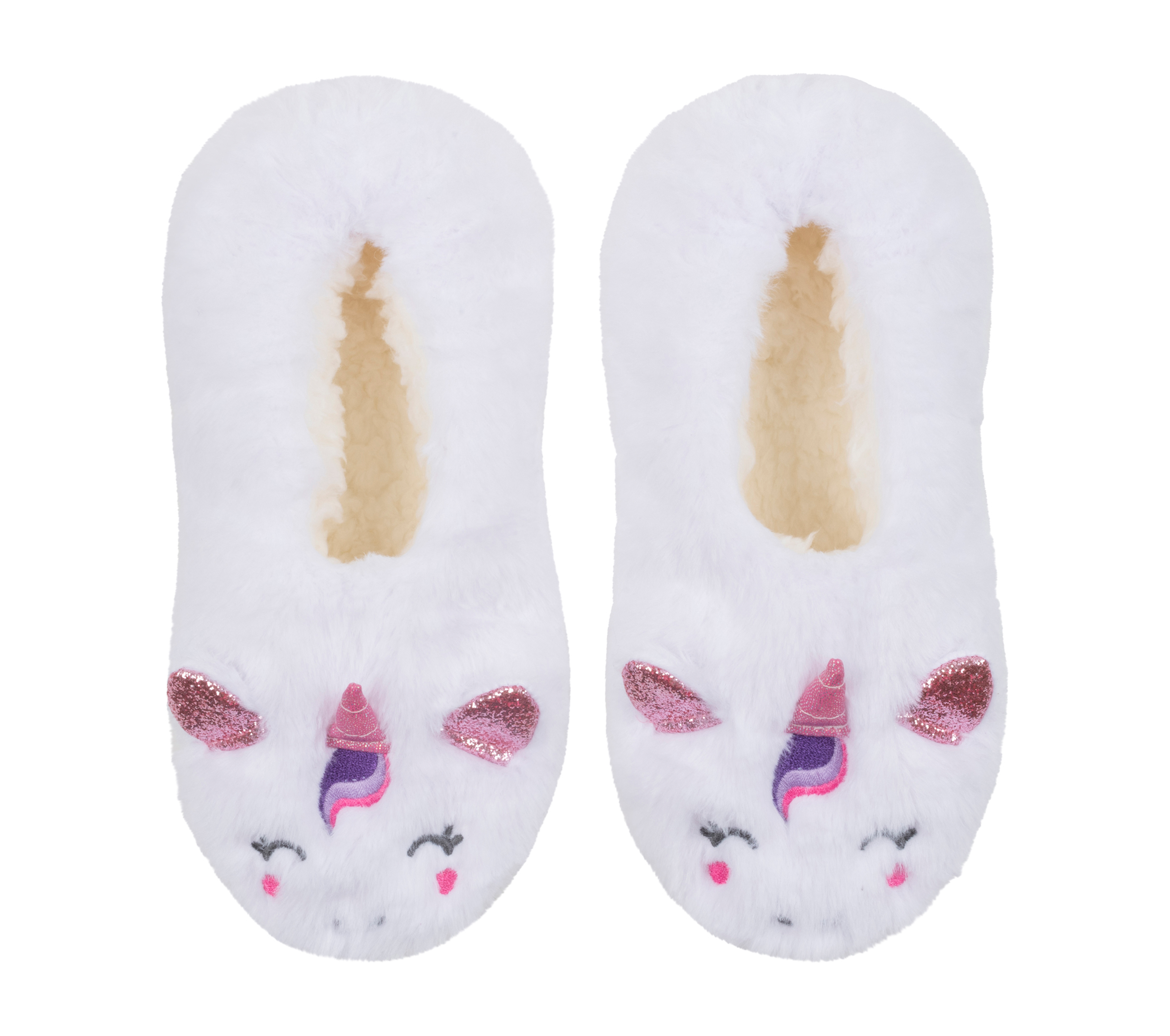 Skechers Plush Unicorn Slipper Socken - 1 Pack in Weiss, Größe L/XL