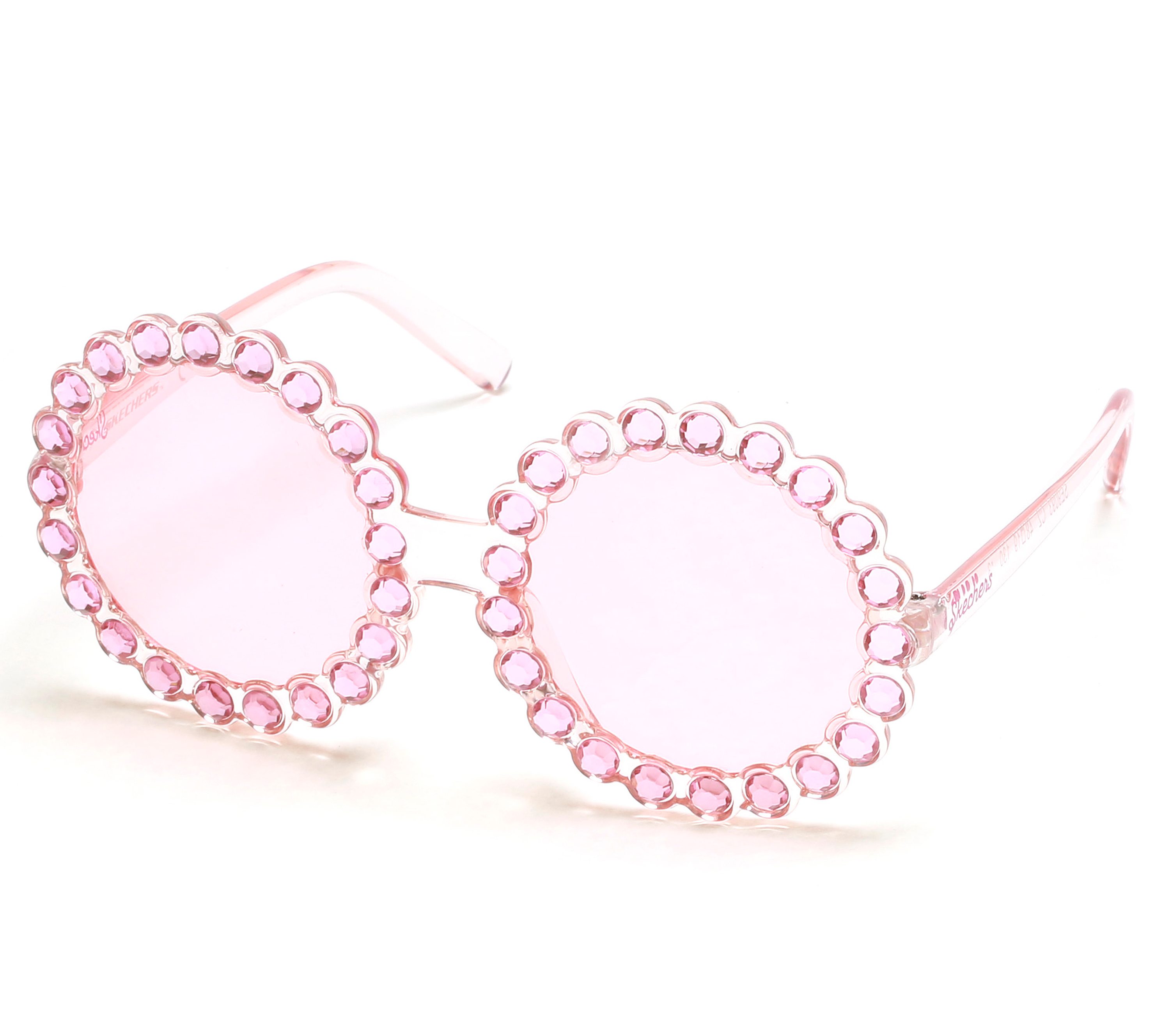 Skechers Round Rhinestone Sonnenbrille in Rosa