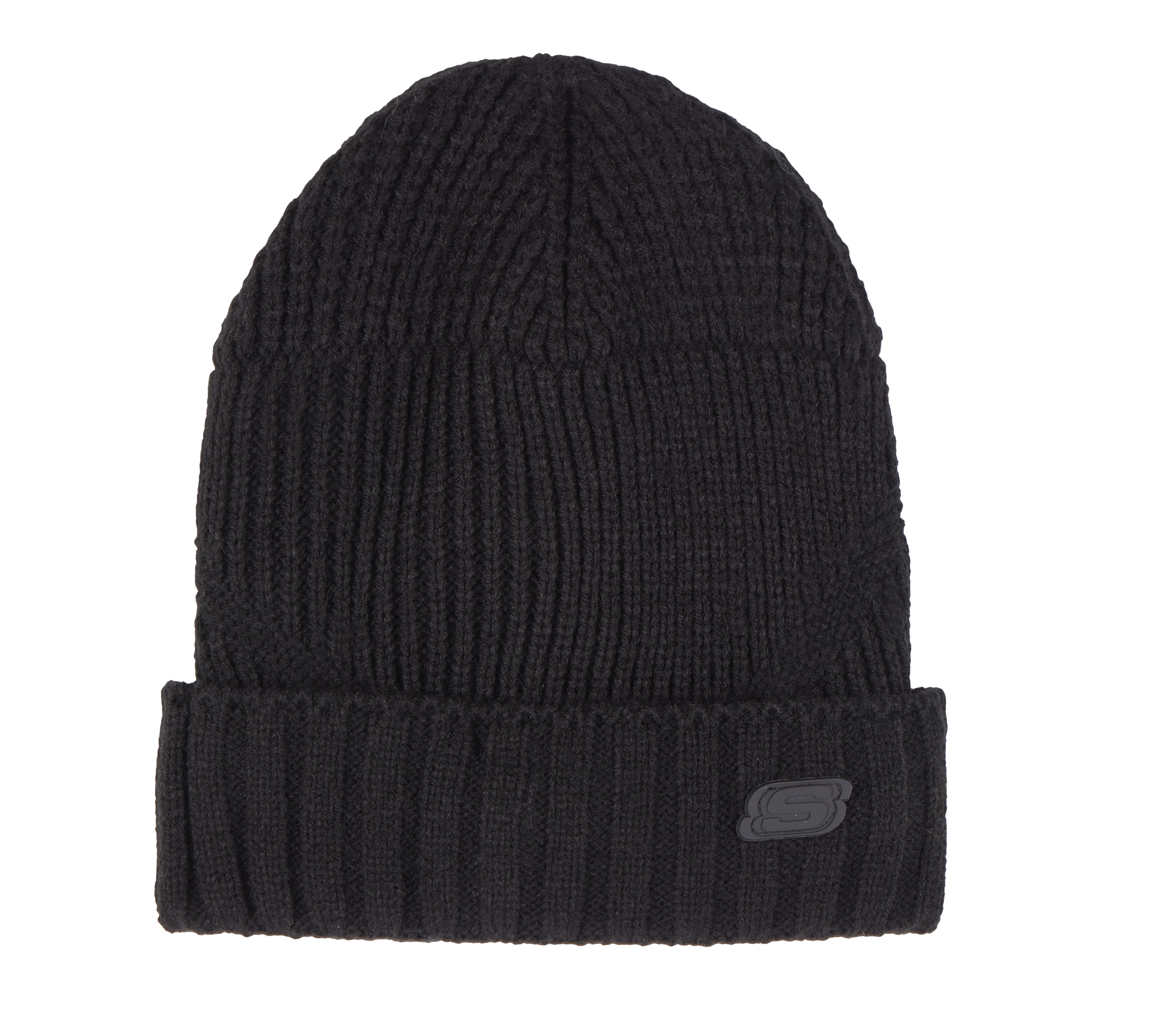 Skechers Mixed Rib Knit Beanie in Schwarz