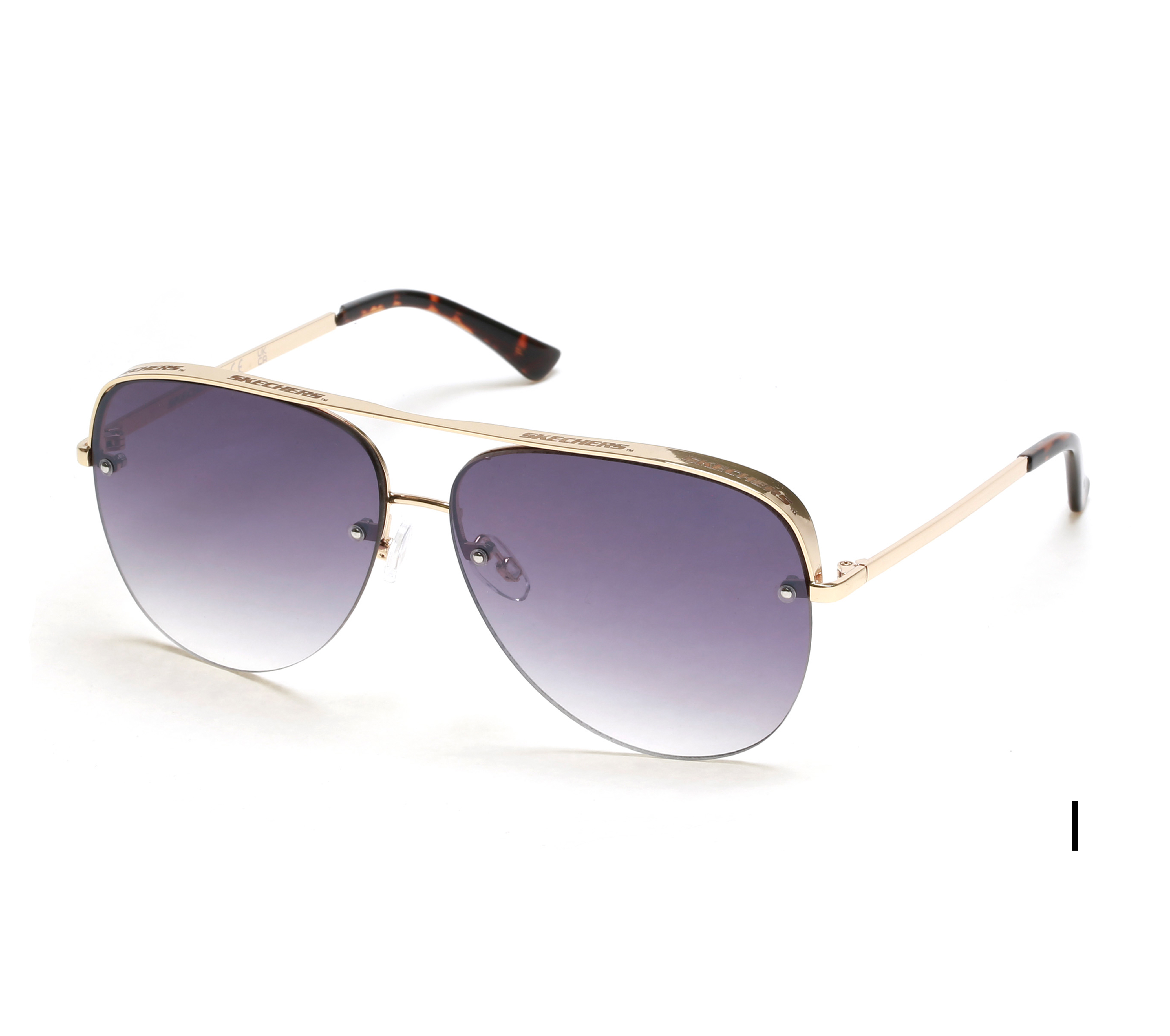 Skechers Semi-Rimless Metal Aviator in Light Gold