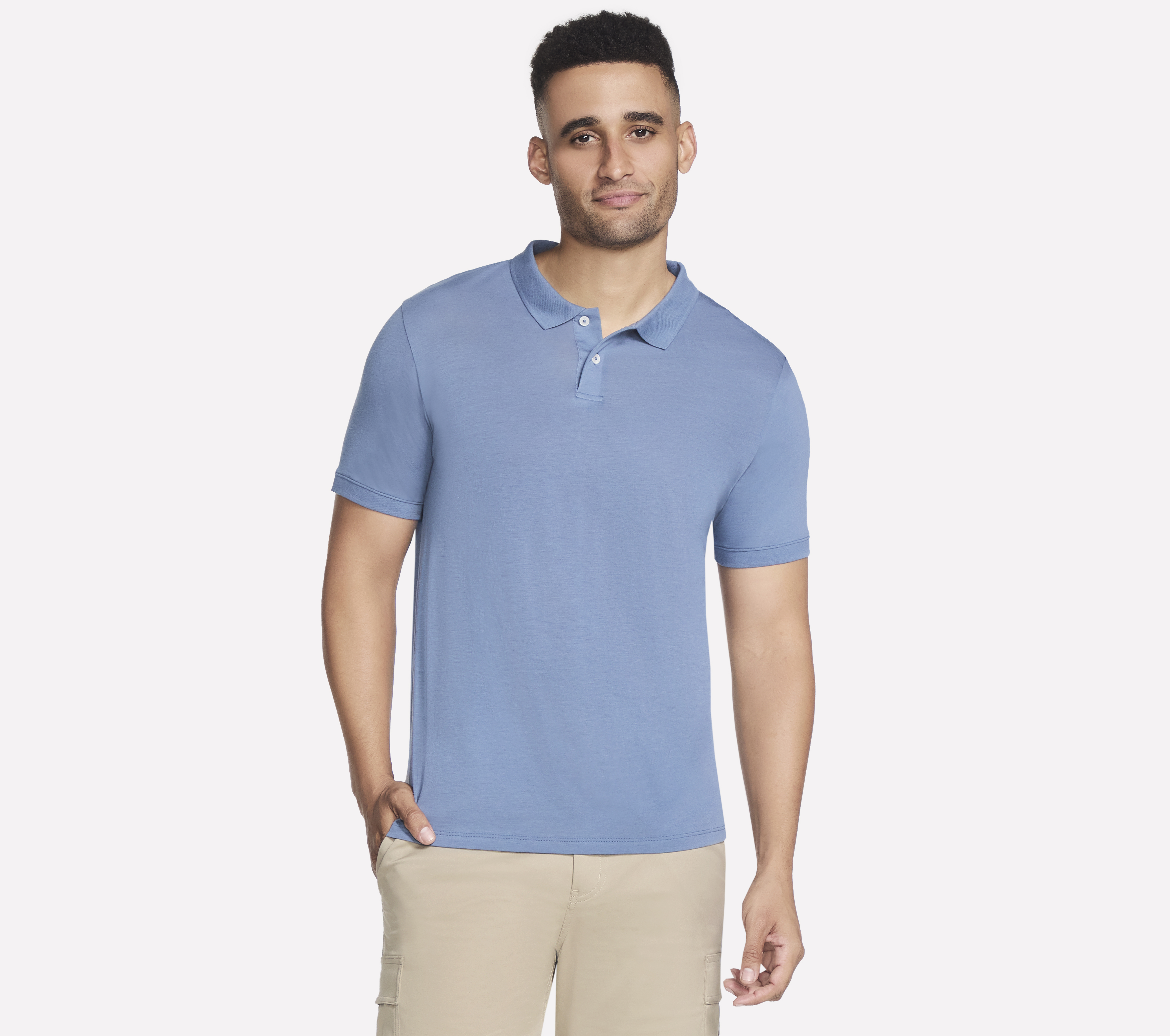 Skechers GO DRI Pima Signature Polo T-Shirt in Blau, Größe 2XL