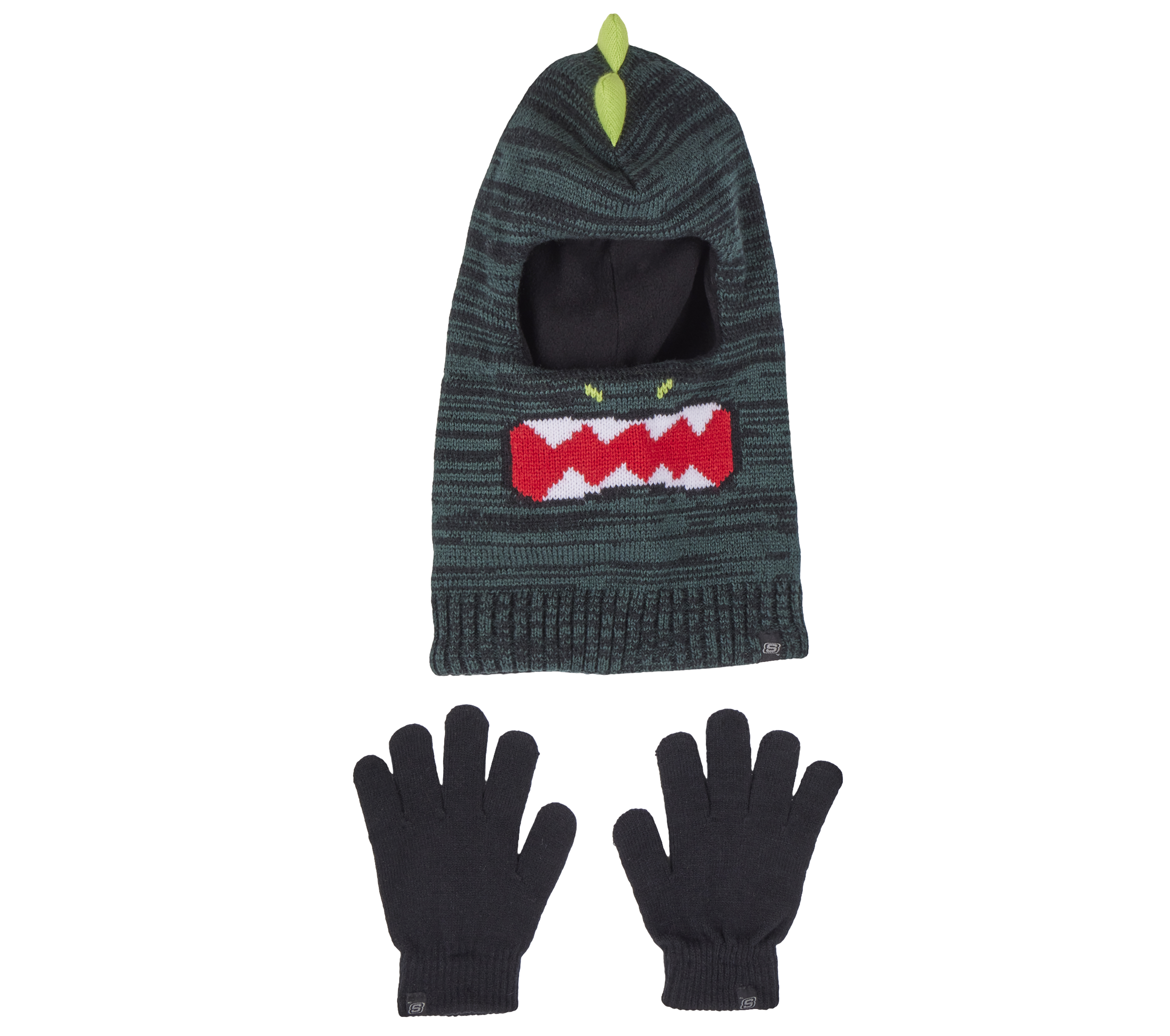 Skechers 3D Knit Dino Ski Mask and Glove Set in Grün