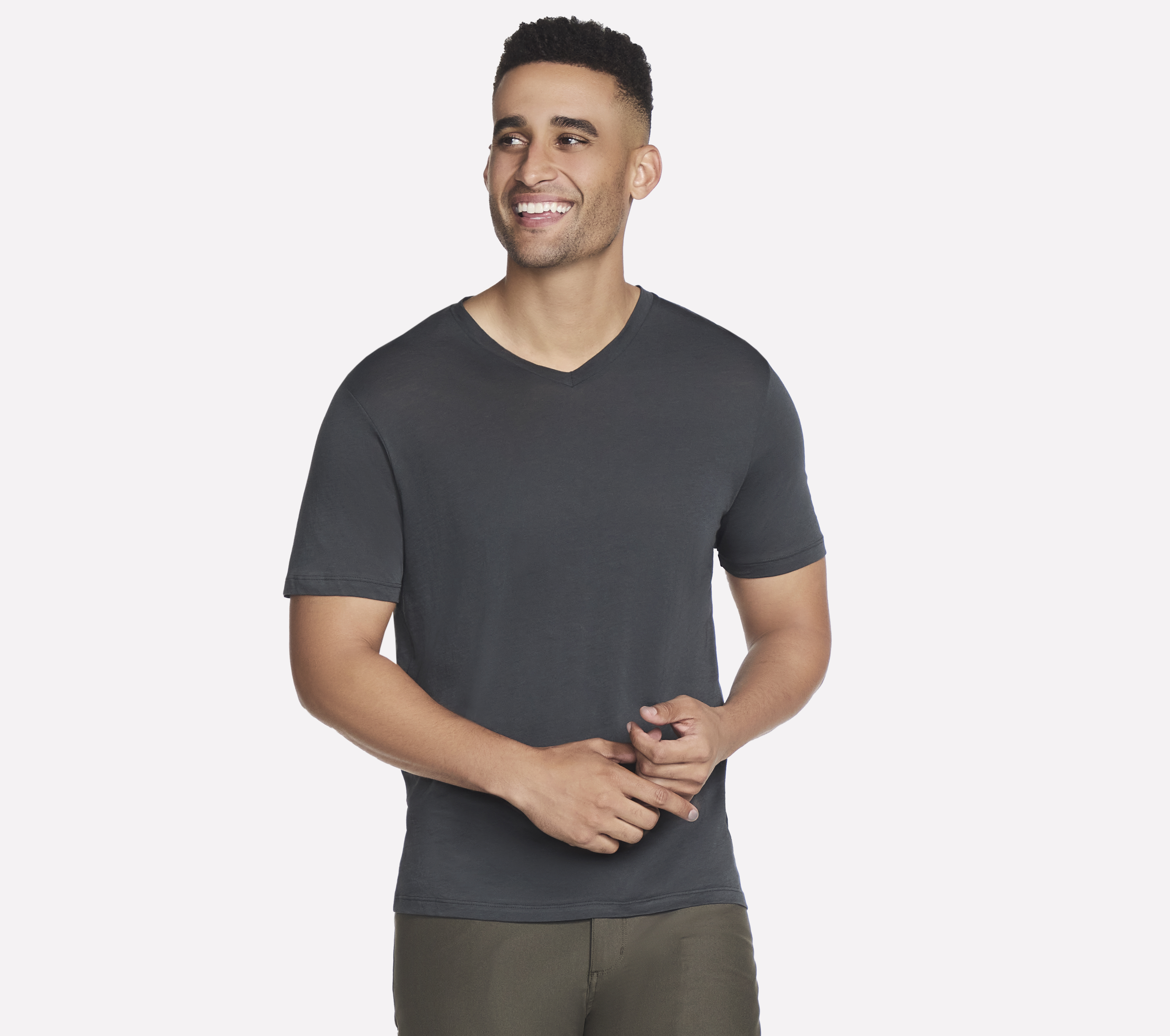 Skechers GO DRI Pima Signature V-Neck Top in Braun, Größe XL