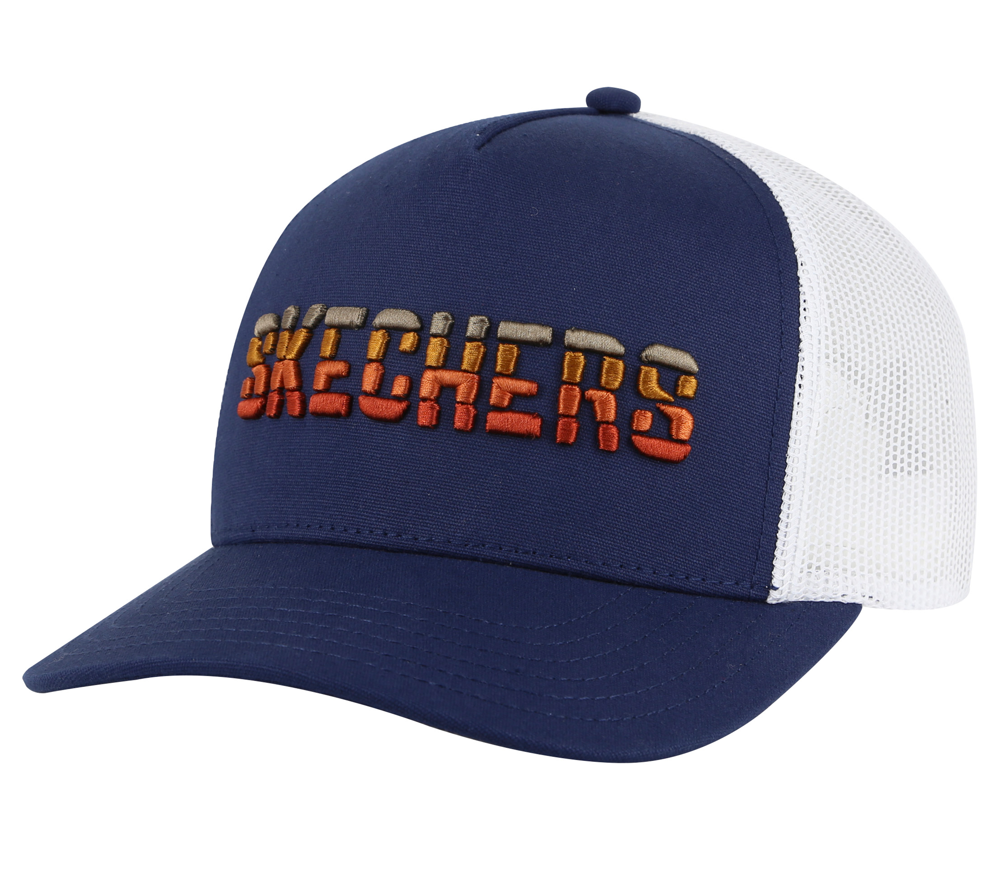 Skechers Textured Logo Trucker Hat in Grau/Blau