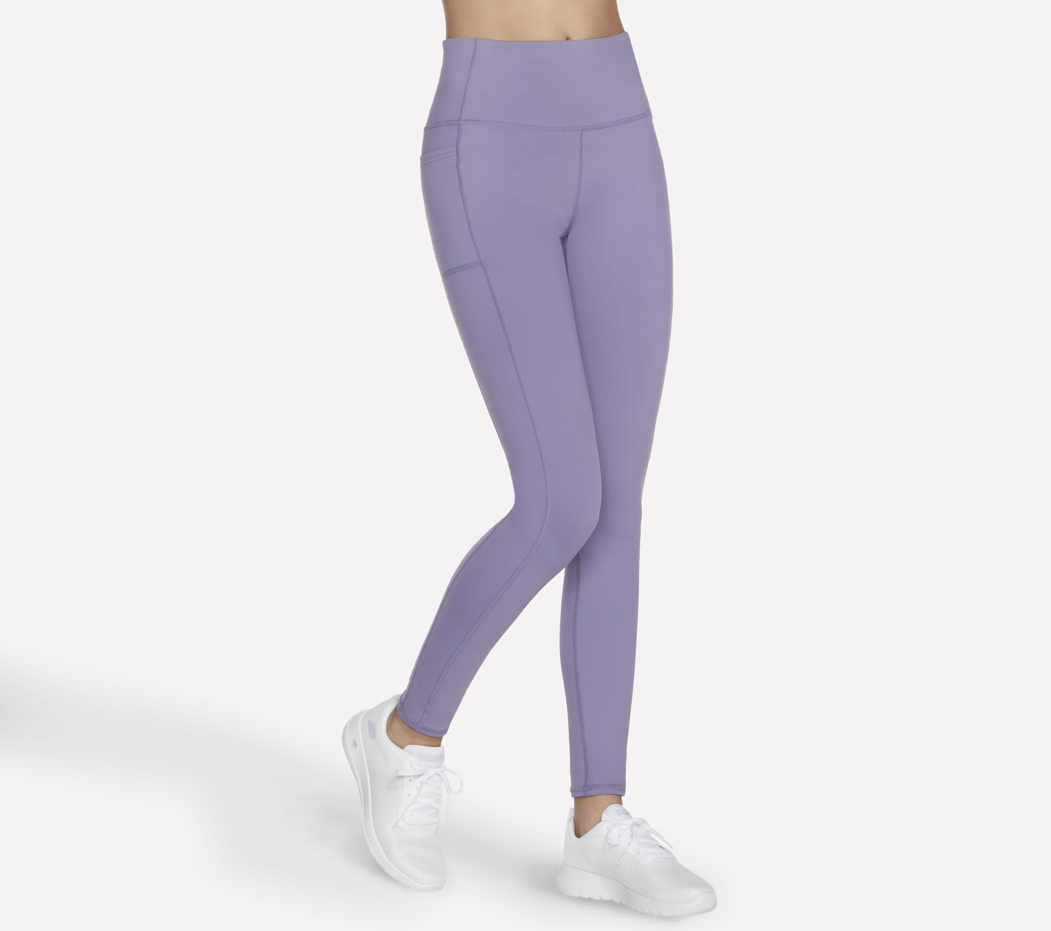 Skechers GO WALK High-Waisted Legging Hosen in Grau/Violett, Größe XL