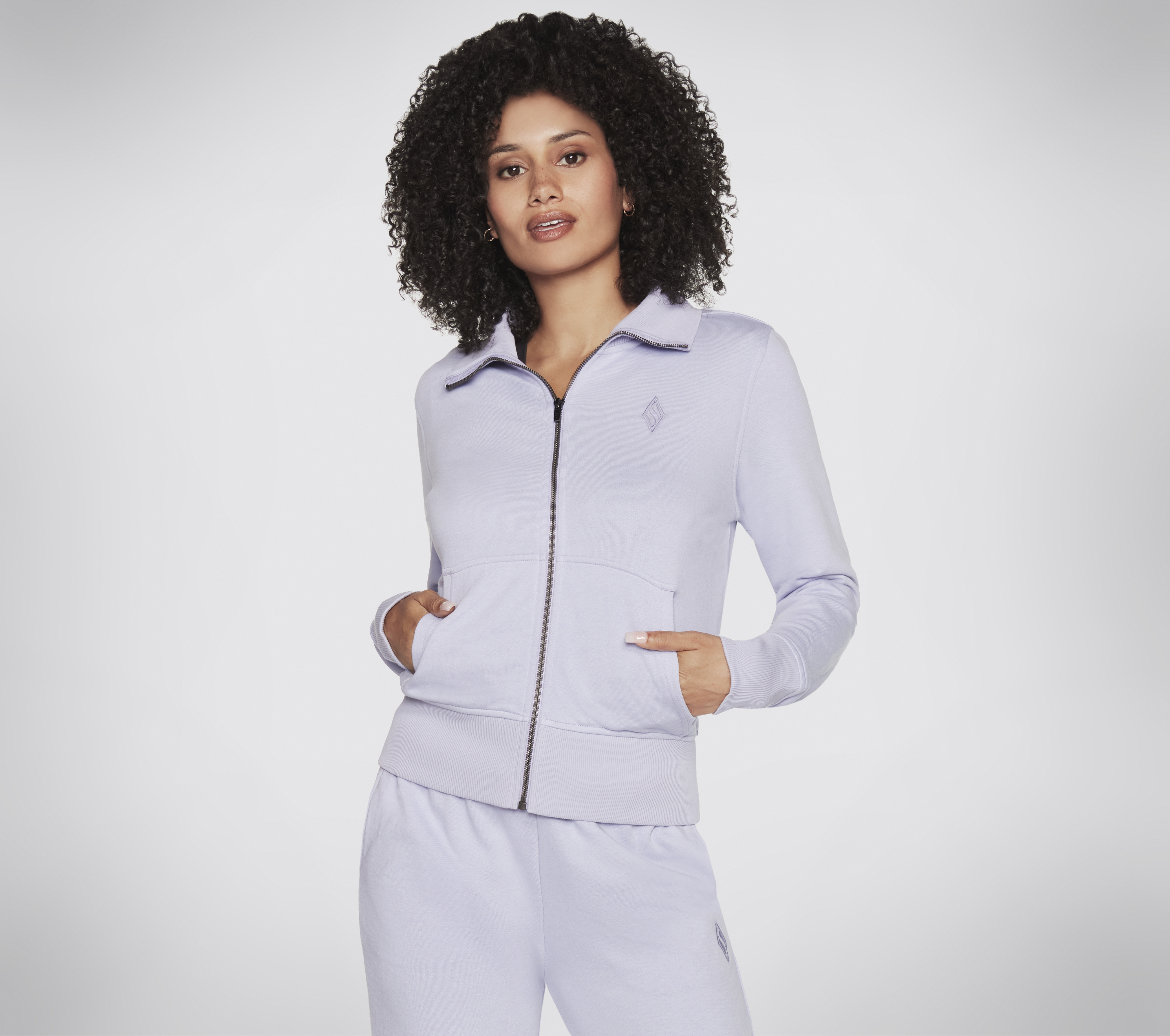 Skechers The Hoodless Kapuzenpullover Diamond Jacke in Lila, Größe 2XL