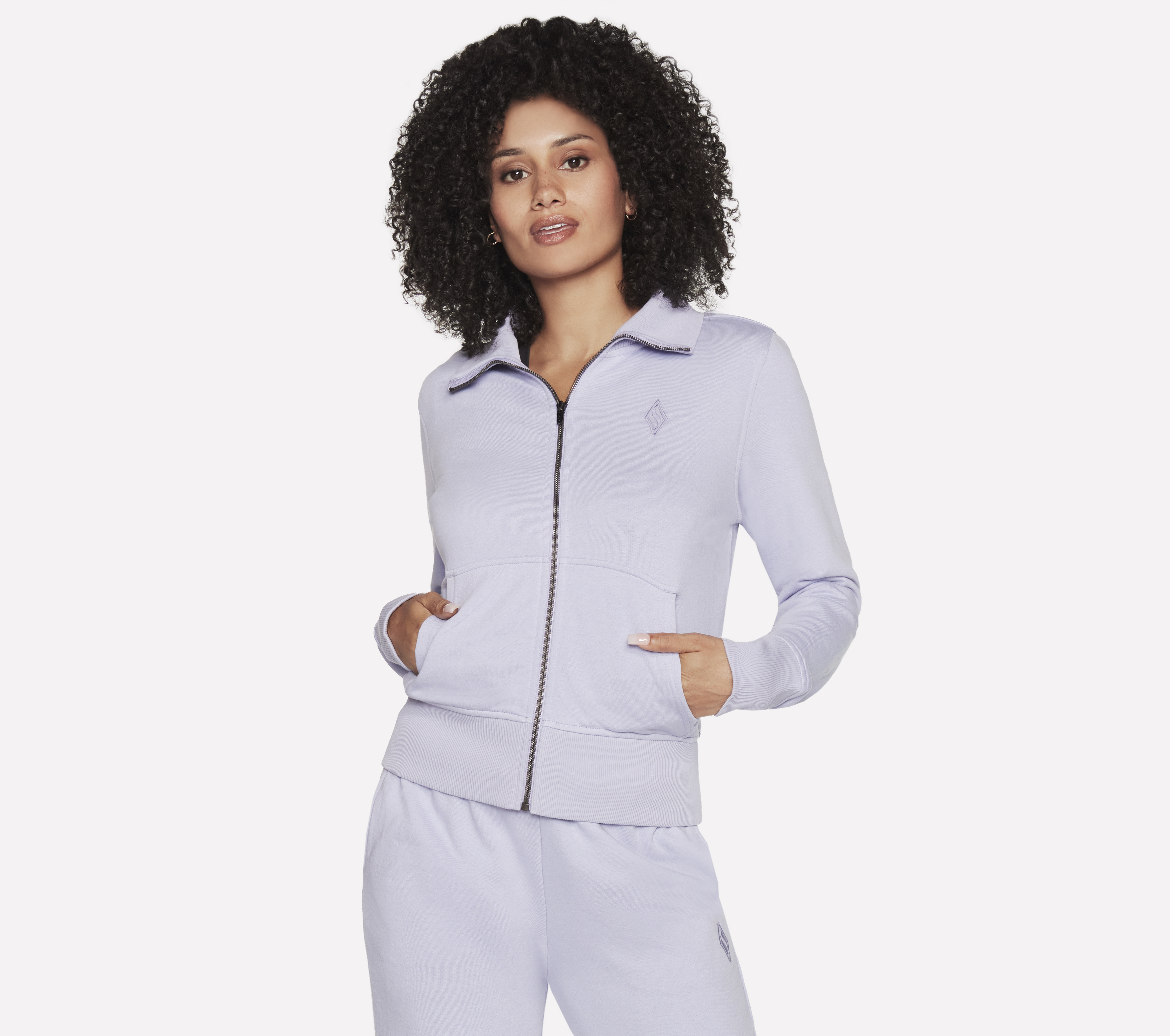 Skechers The Hoodless Kapuzenpullover Diamond Jacke in Lila, Größe Groß