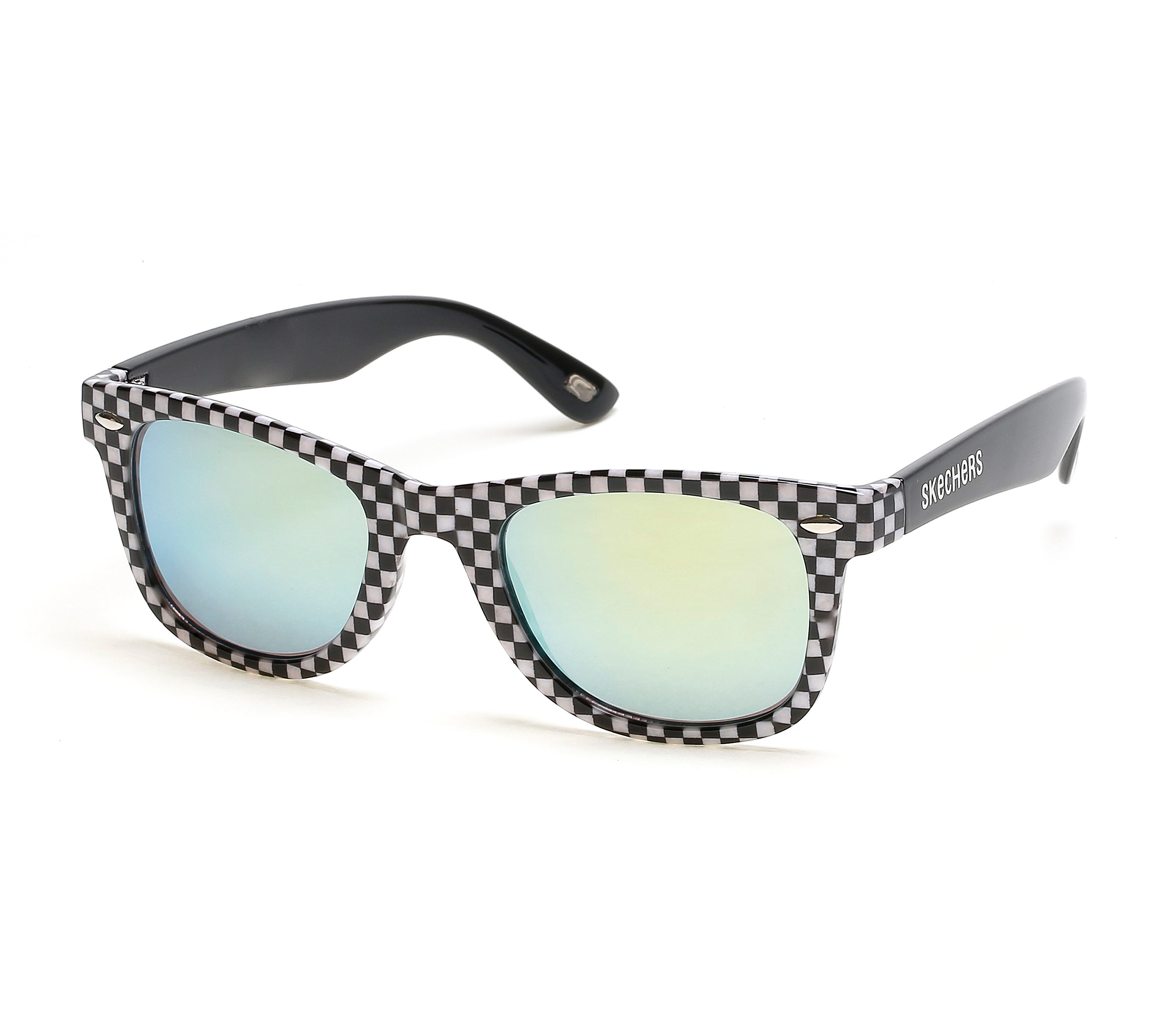 Skechers Checkered Wayfarer Sonnenbrille in Schwarz/Weiss