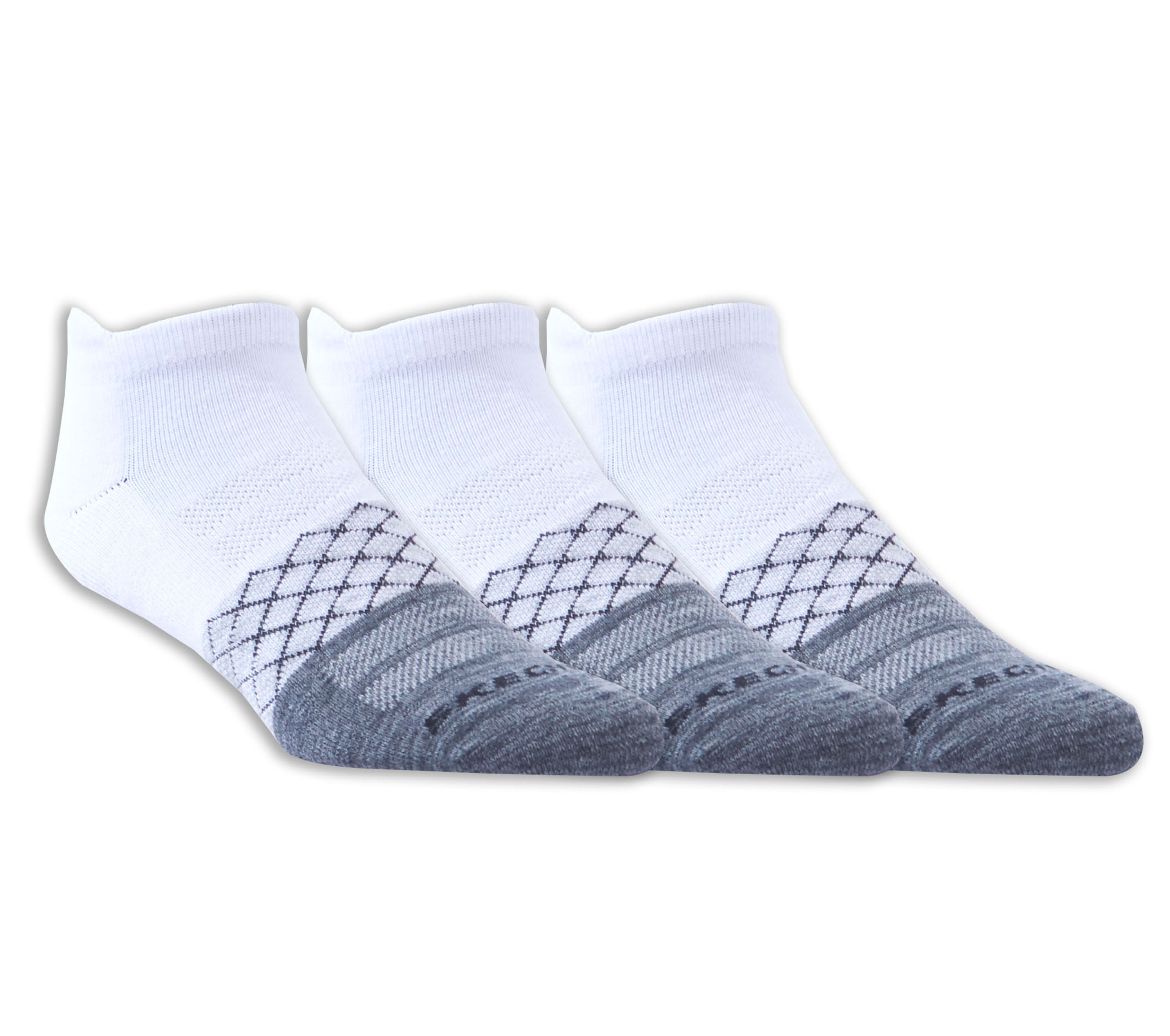 Skechers 3 Pack Diamond Arch Socken in Weiss/Schwarz, Größe Groß