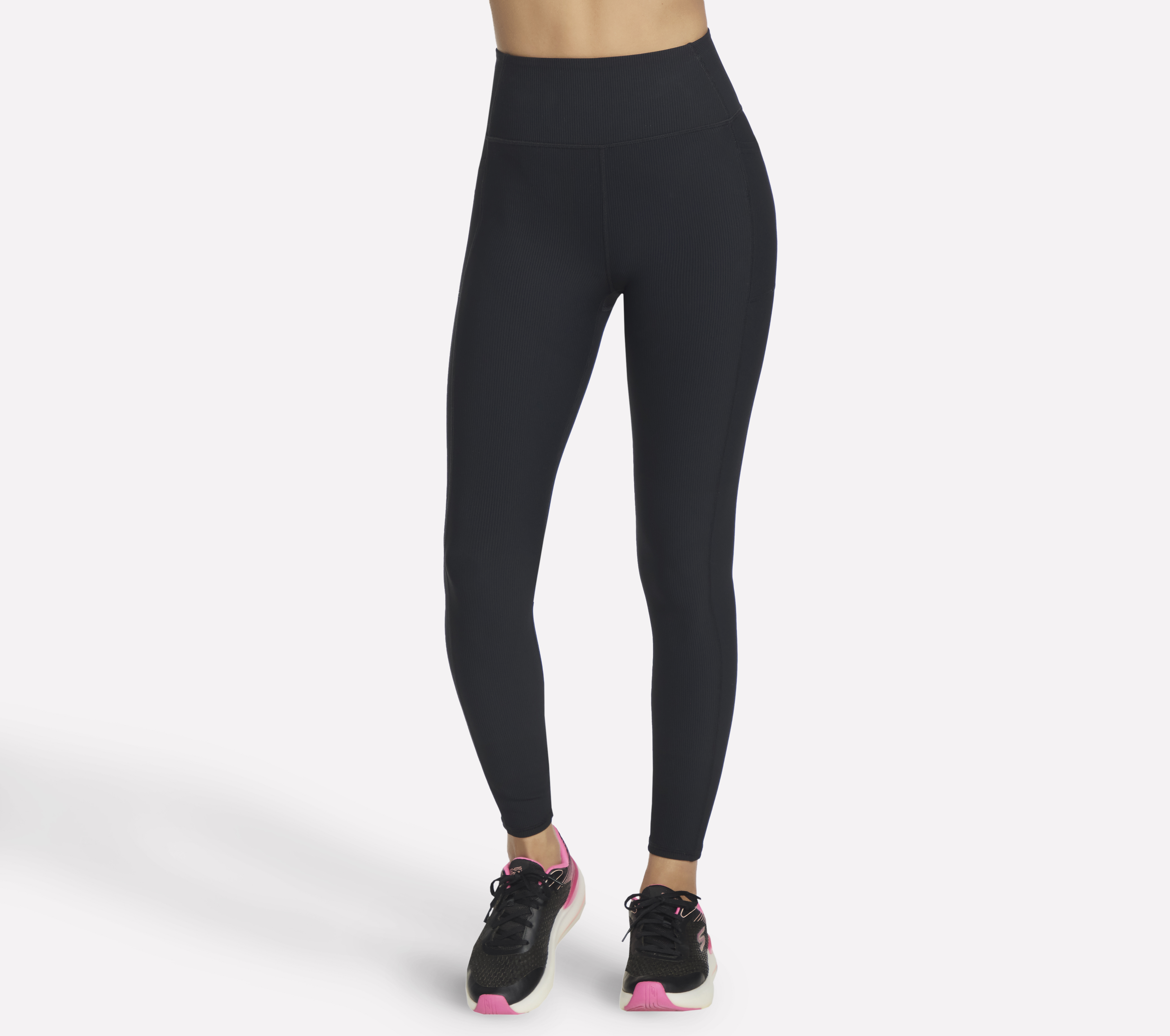 Skechers GO FLEX RIB FL High-Waisted Legging Hosen in Schwarz, Größe 2XL