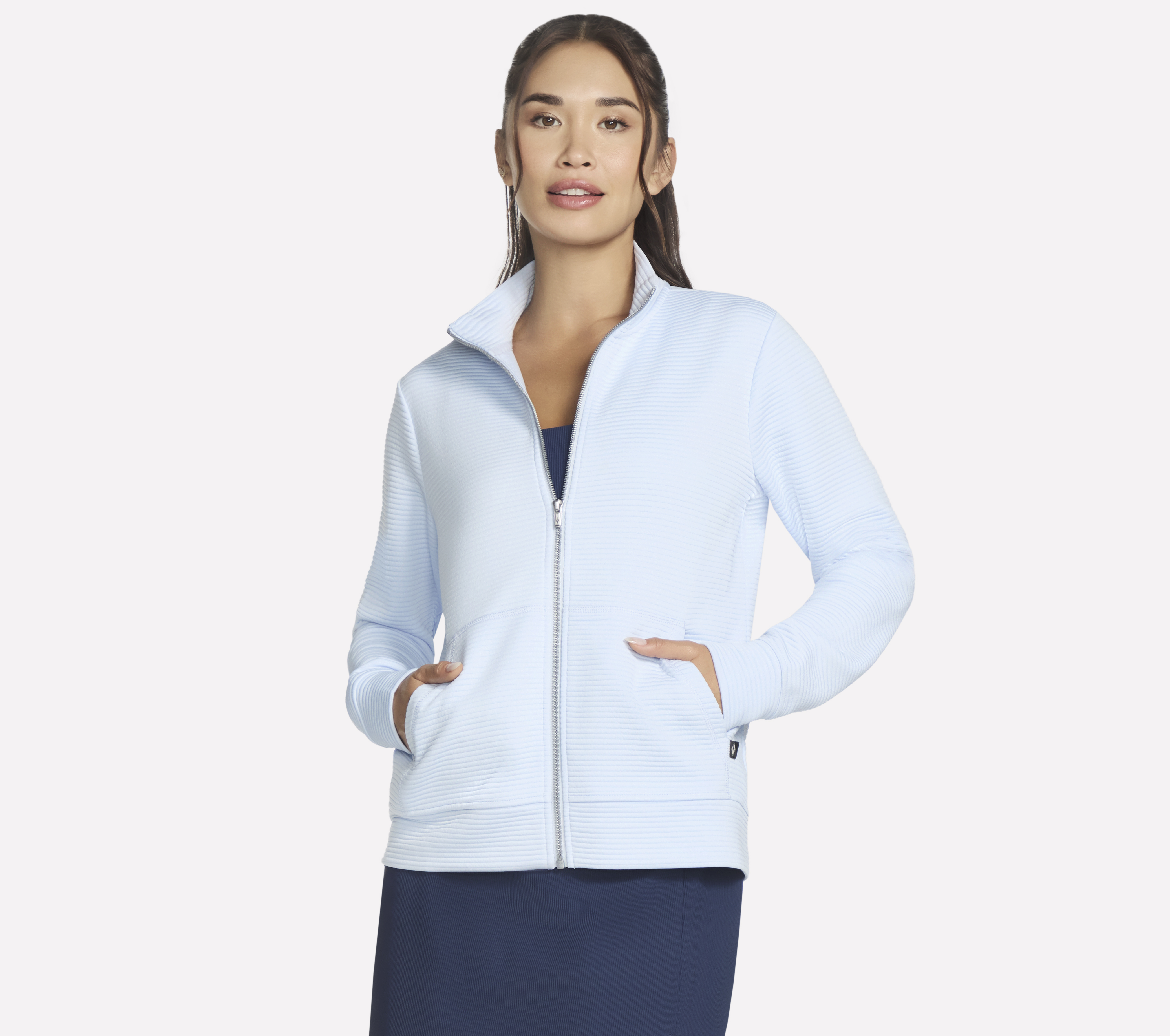 Skechers The Hoodless Kapuzenpullover GO WALK Everywhere Jacke in Blau/Silber, Größe Medium