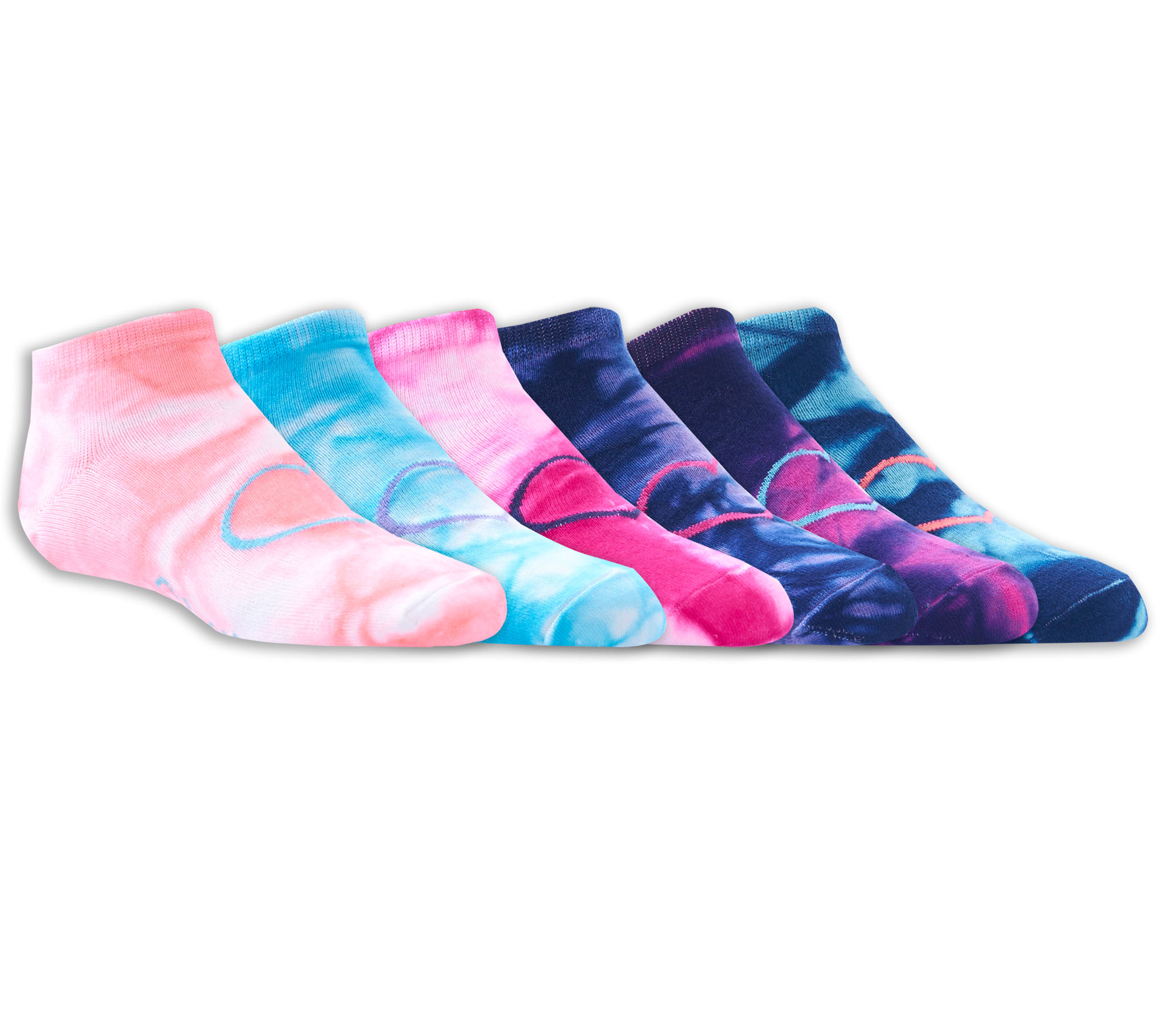 Skechers 6 Pack Low Cut Tie-Dye Socken in Assorted, Größe Klein