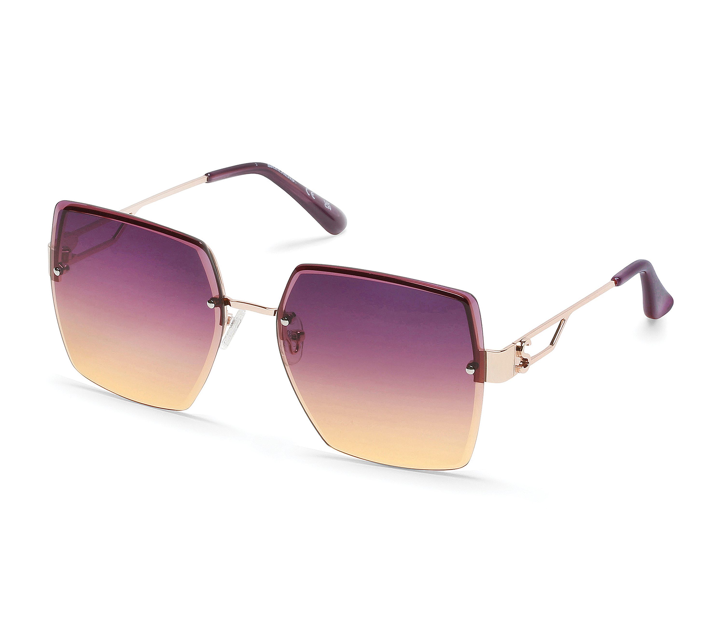 Skechers OverGrößed Rimless Square Sonnenbrille in Rose Gold